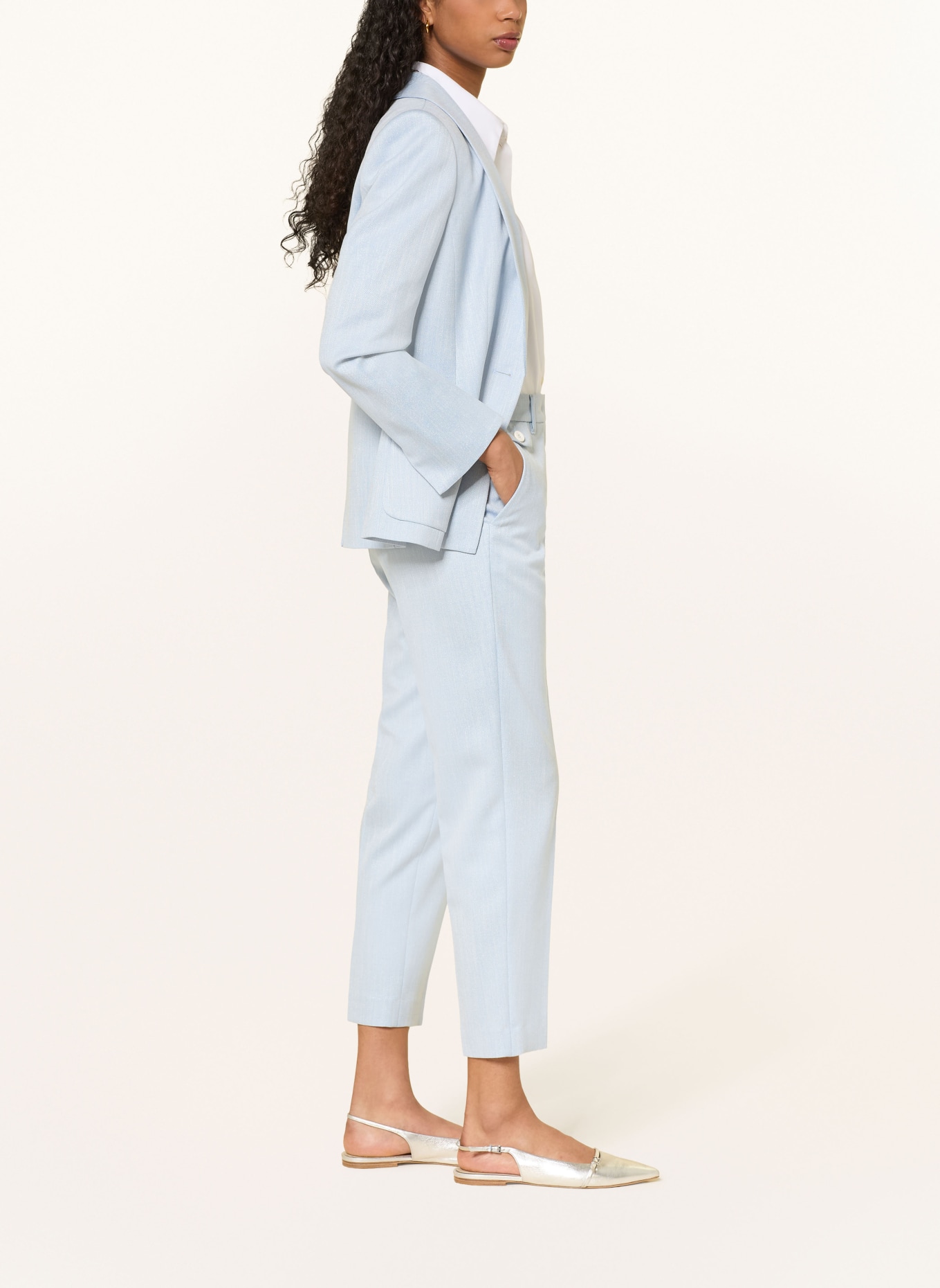 MARC CAIN 7/8 kalhoty FORDON s třpytivou nití: 319 magical blue