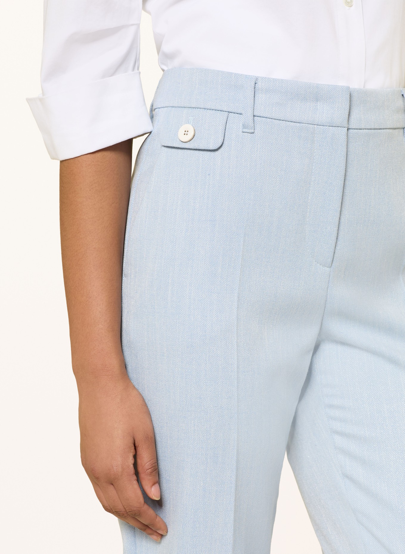 MARC CAIN 7/8 kalhoty FORDON s třpytivou nití: 319 magical blue