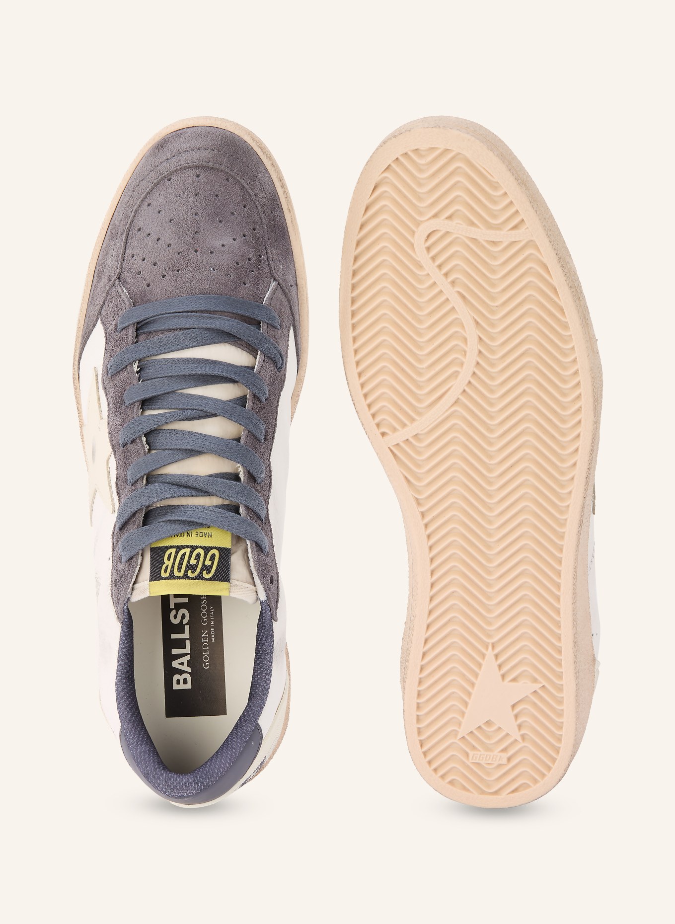 GOLDEN GOOSE Sneaker BALL STAR: DUNKELGRAU / CREME / WEISS