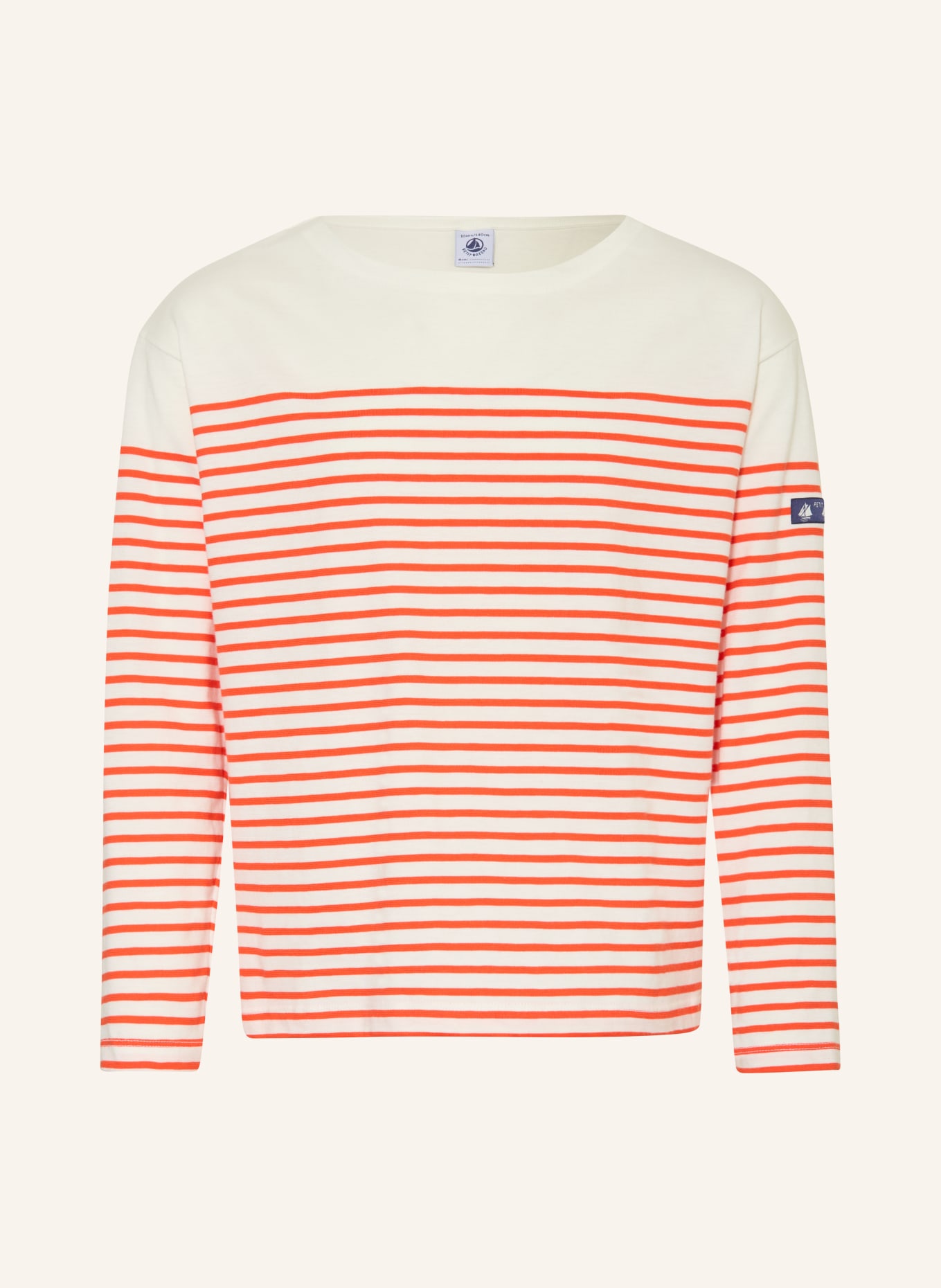 PETIT BATEAU long-sleeved shirt: WHITE / RED