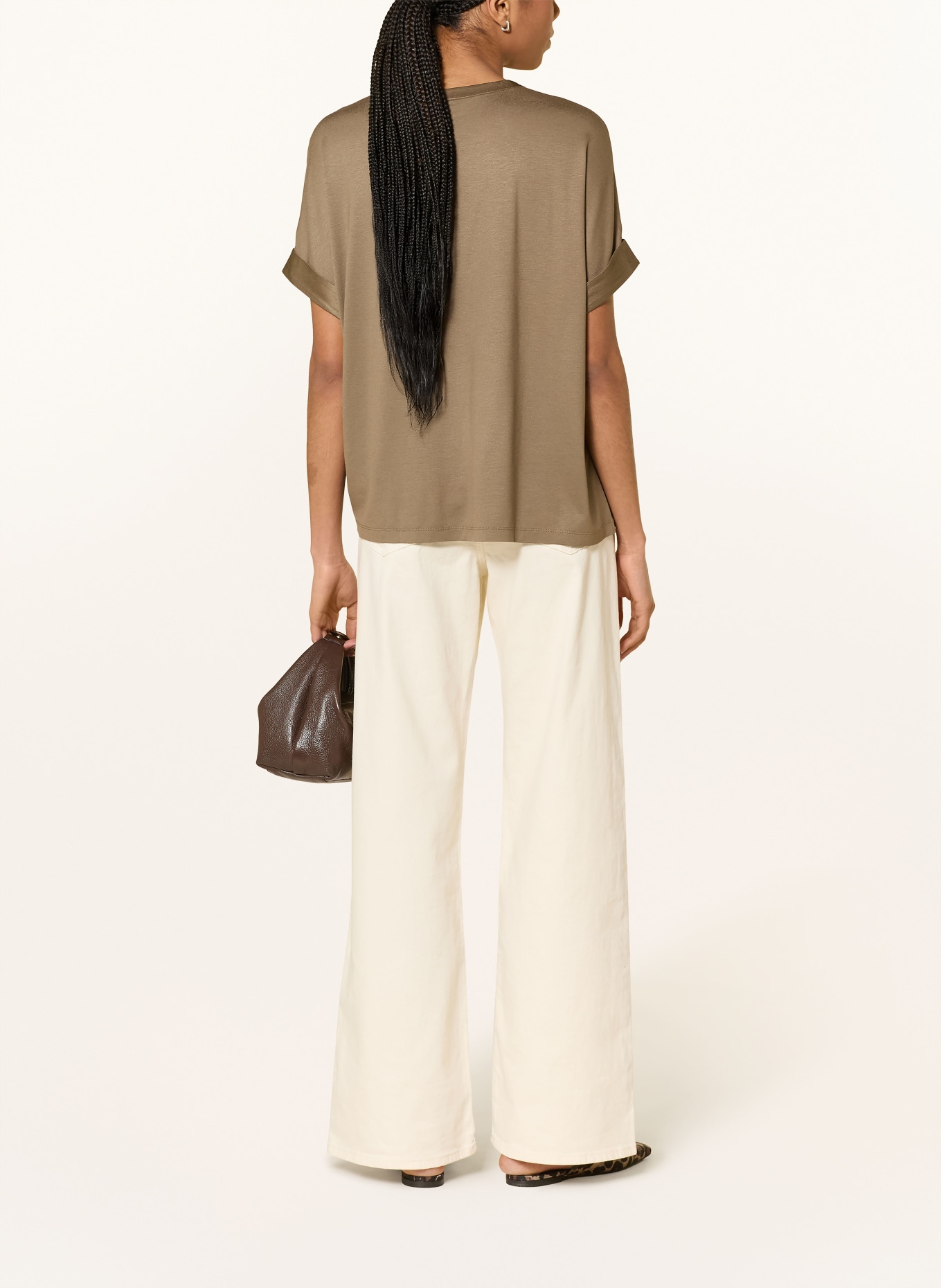 BRAX Satinová halenka CLAIRE: HNĚDÁ