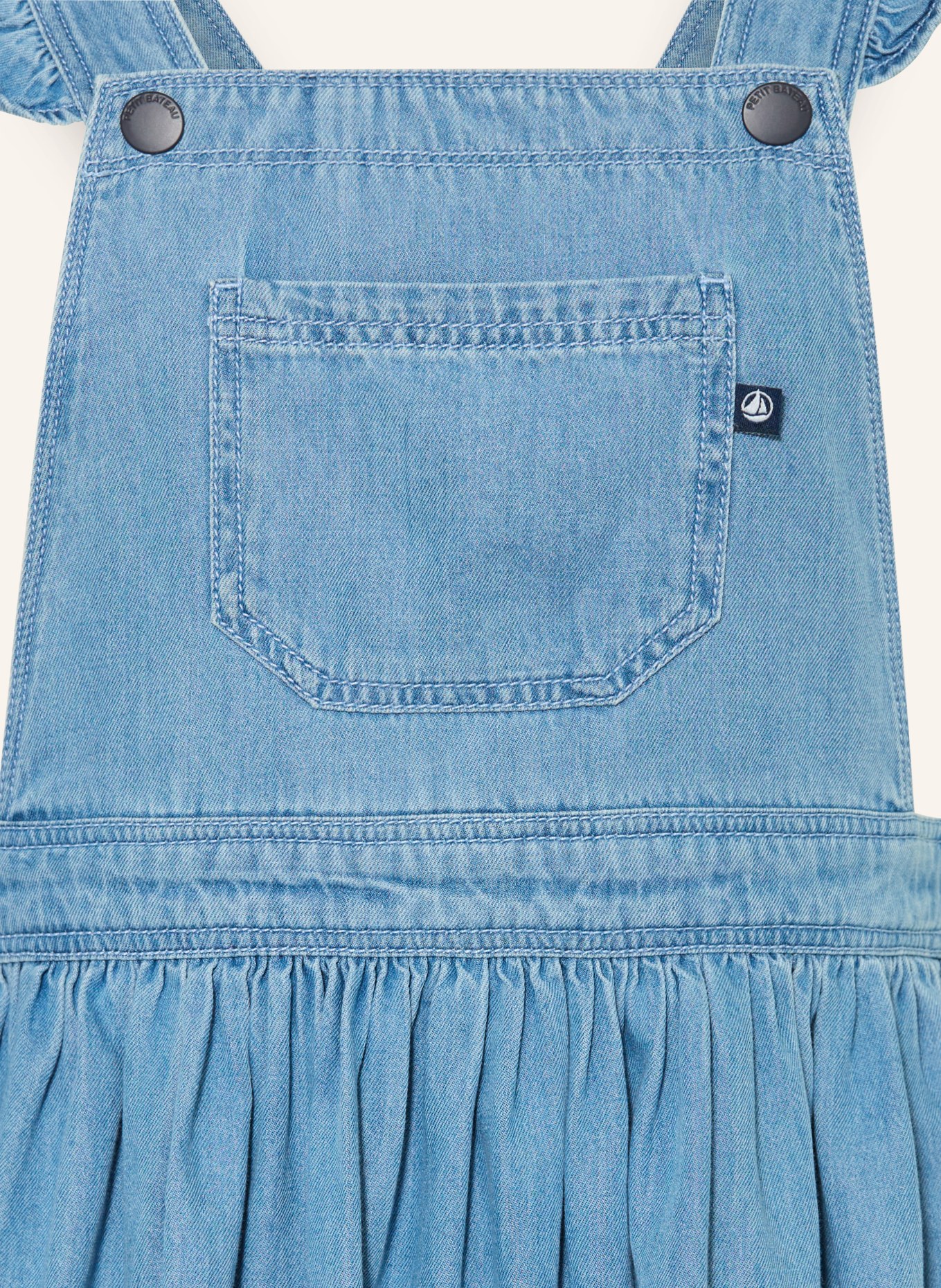 PETIT BATEAU Jeanskleid mit Rüschen: HELLBLAU
