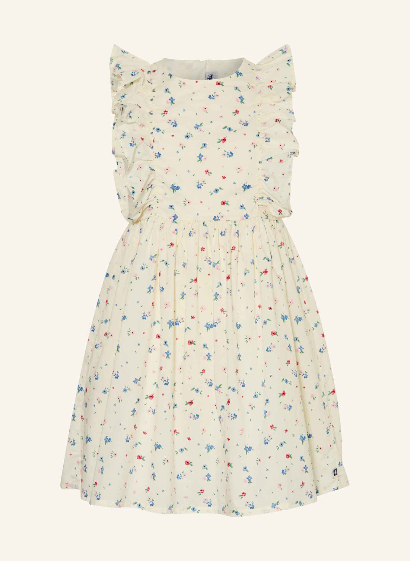 PETIT BATEAU Kleid mit Rüschen: CREME / ROSA / BLAU