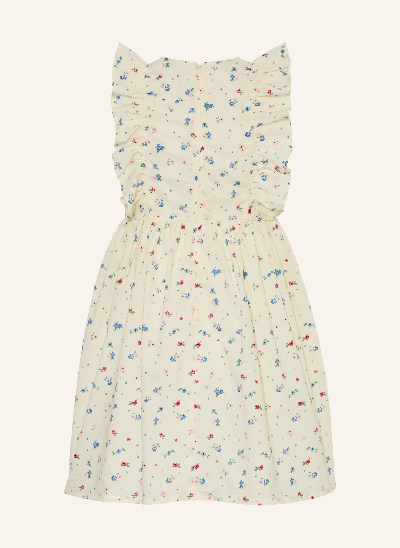 PETIT BATEAU Kleid mit Rüschen: CREME / ROSA / BLAU