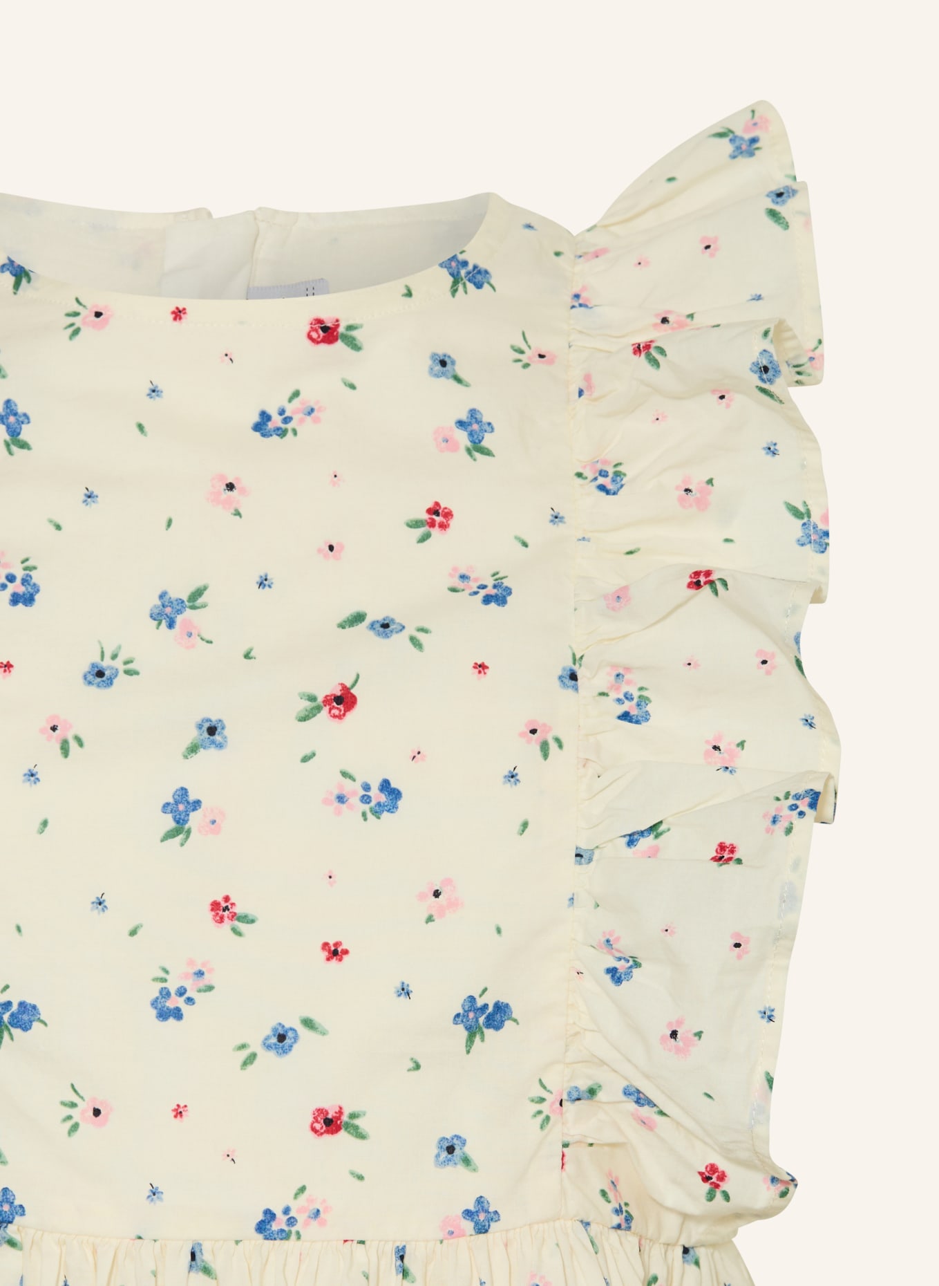 PETIT BATEAU Kleid mit Rüschen: CREME / ROSA / BLAU