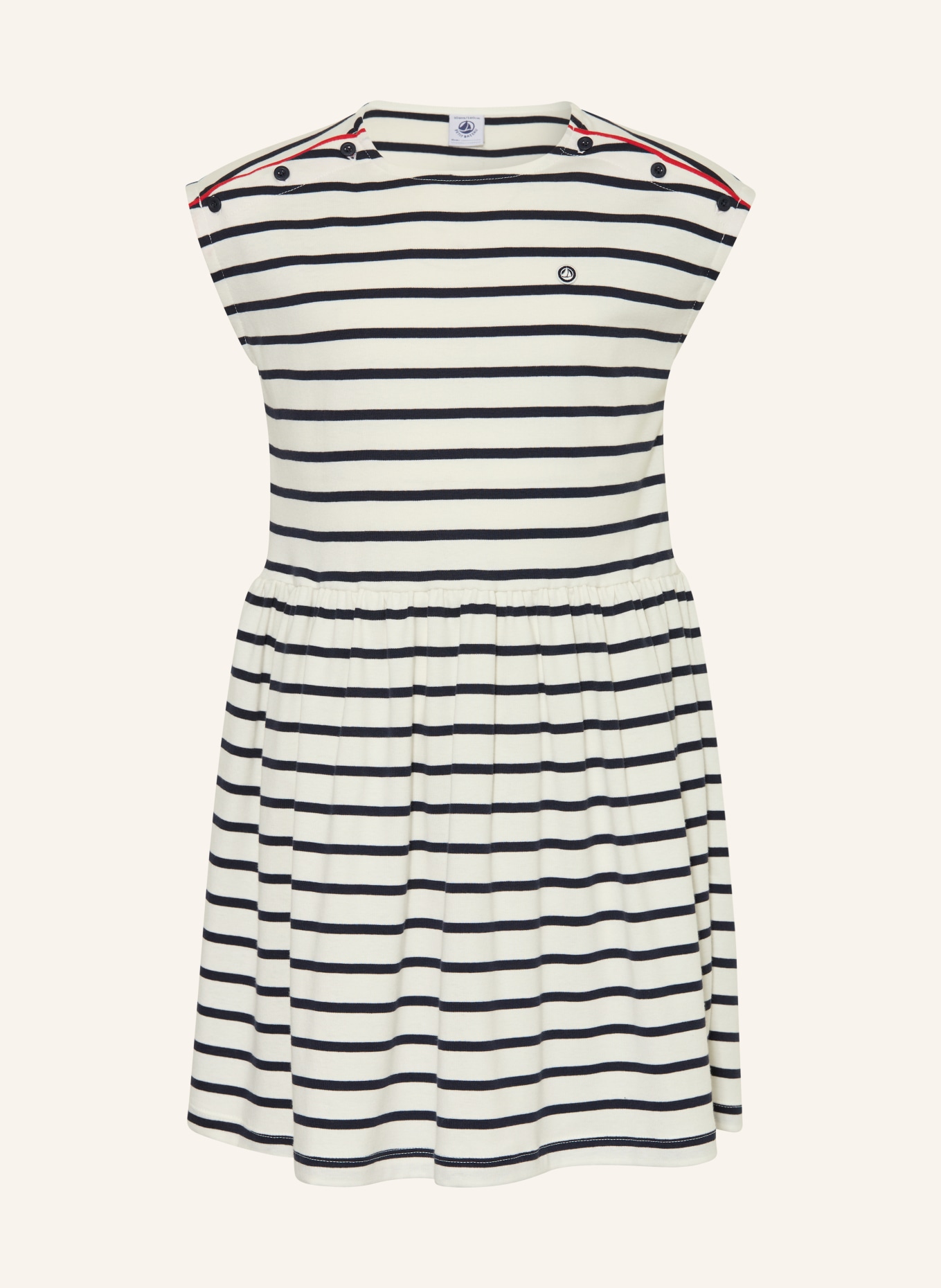 PETIT BATEAU jersey dress: WHITE / DARK BLUE