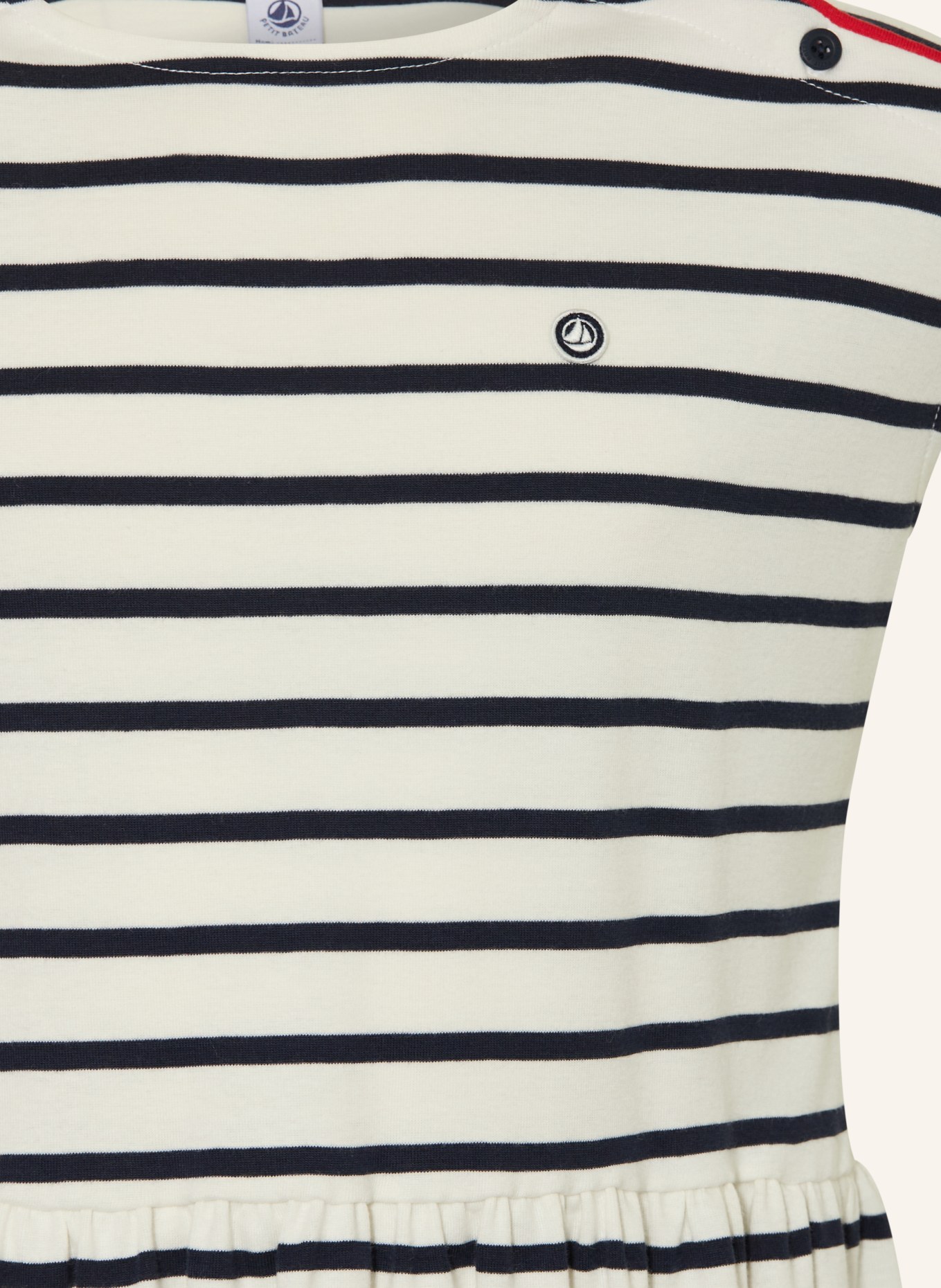 PETIT BATEAU jersey dress: WHITE / DARK BLUE