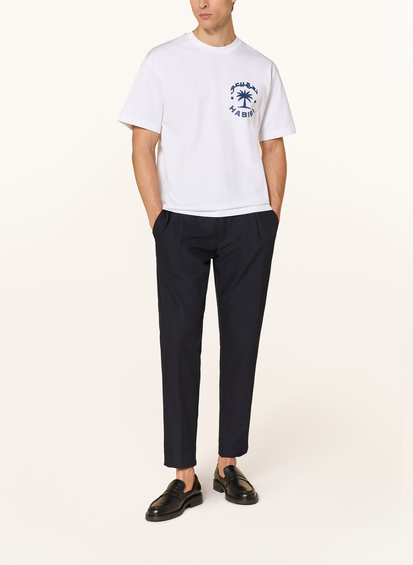 STRELLSON T-Shirt: WEISS / DUNKELBLAU