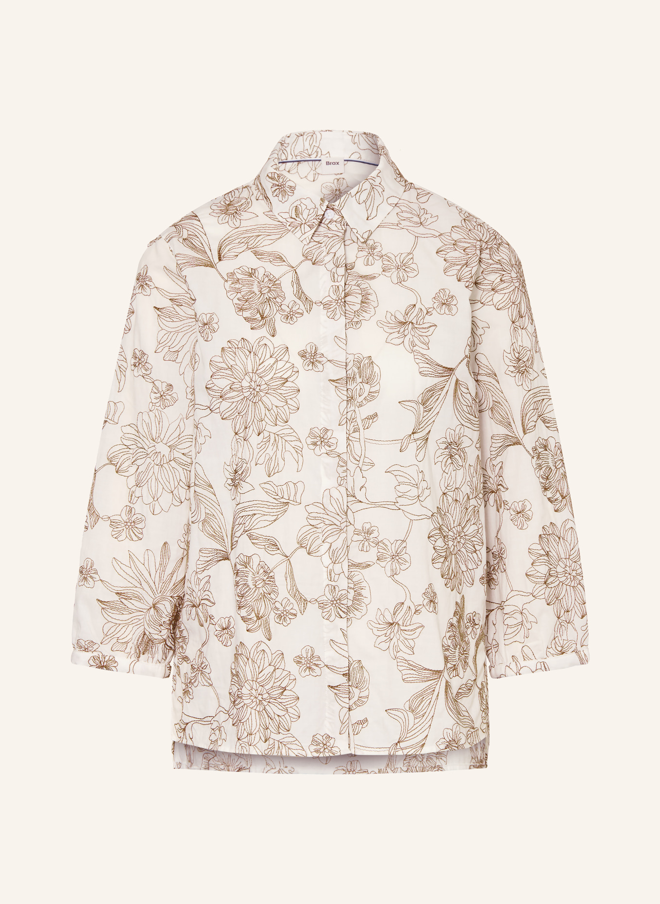 BRAX VICKI shirt blouse with 3/4 sleeves: BROWN / ECRU