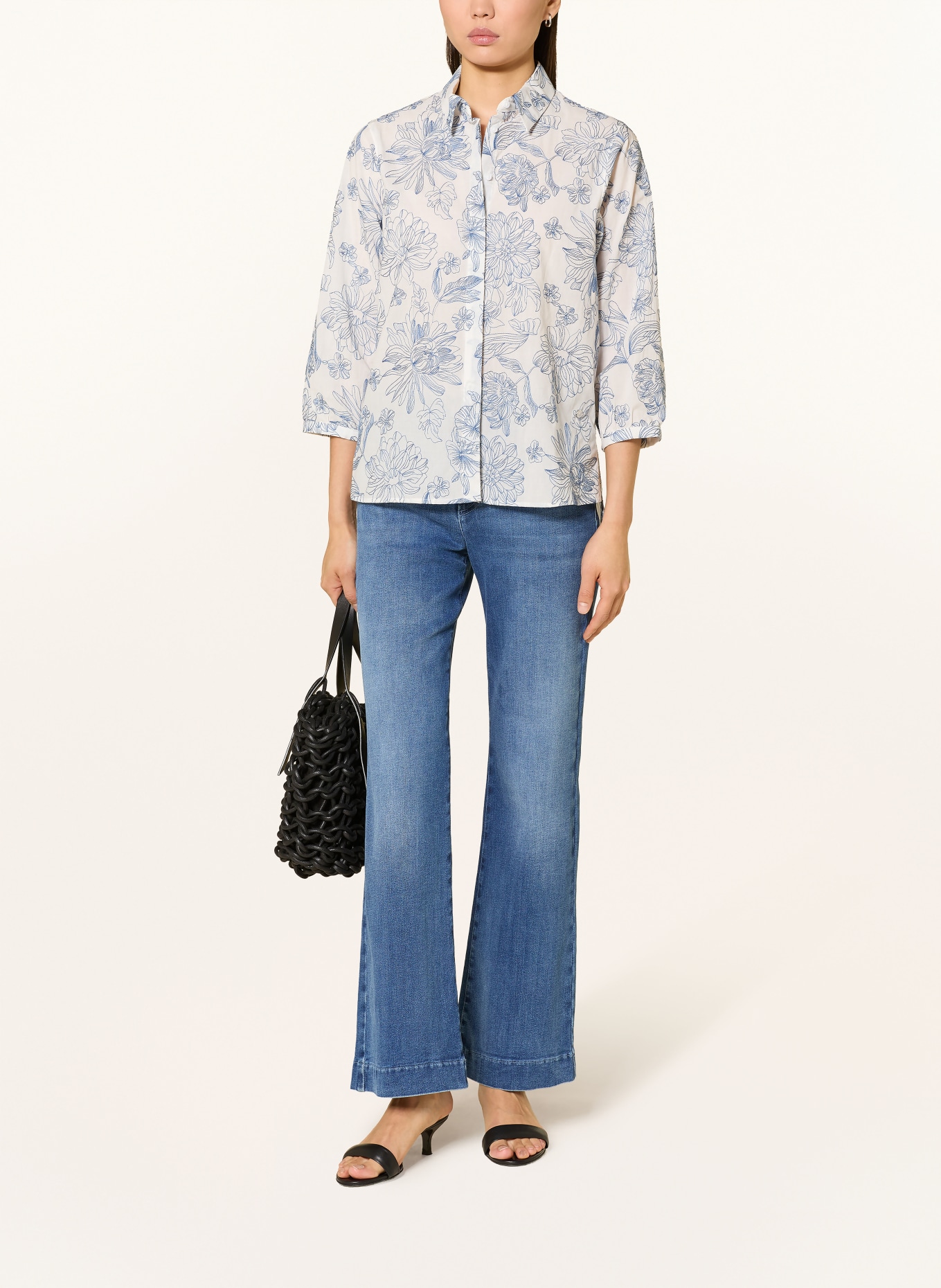 BRAX Chemisier VICKI à manches 3/4: BLEU / ÉCRU