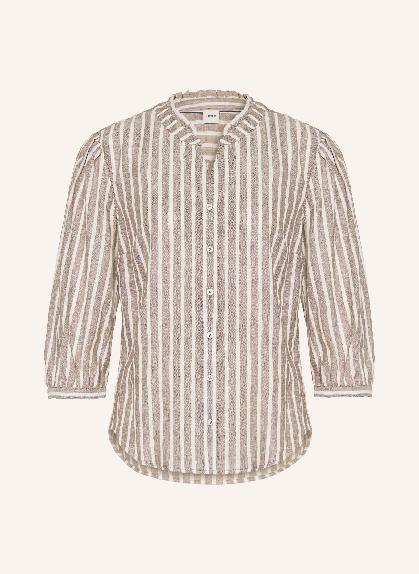 BRAX Bluse VIOLET mit Leinen und Glitzergarn: DUNKELBRAUN / WEISS