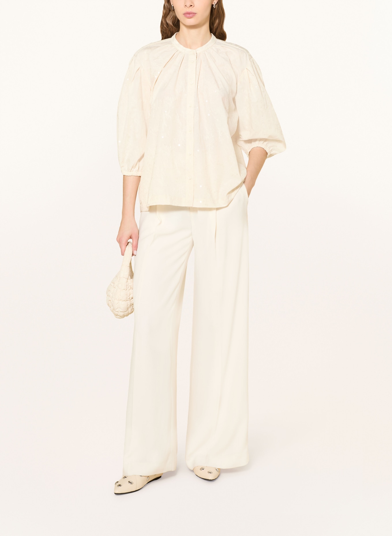 BRAX VIV blouse with sequins and 3/4 sleeves: ECRU