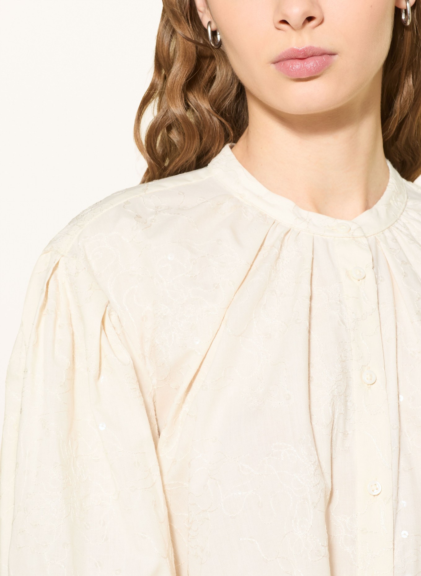 BRAX VIV blouse with sequins and 3/4 sleeves: ECRU