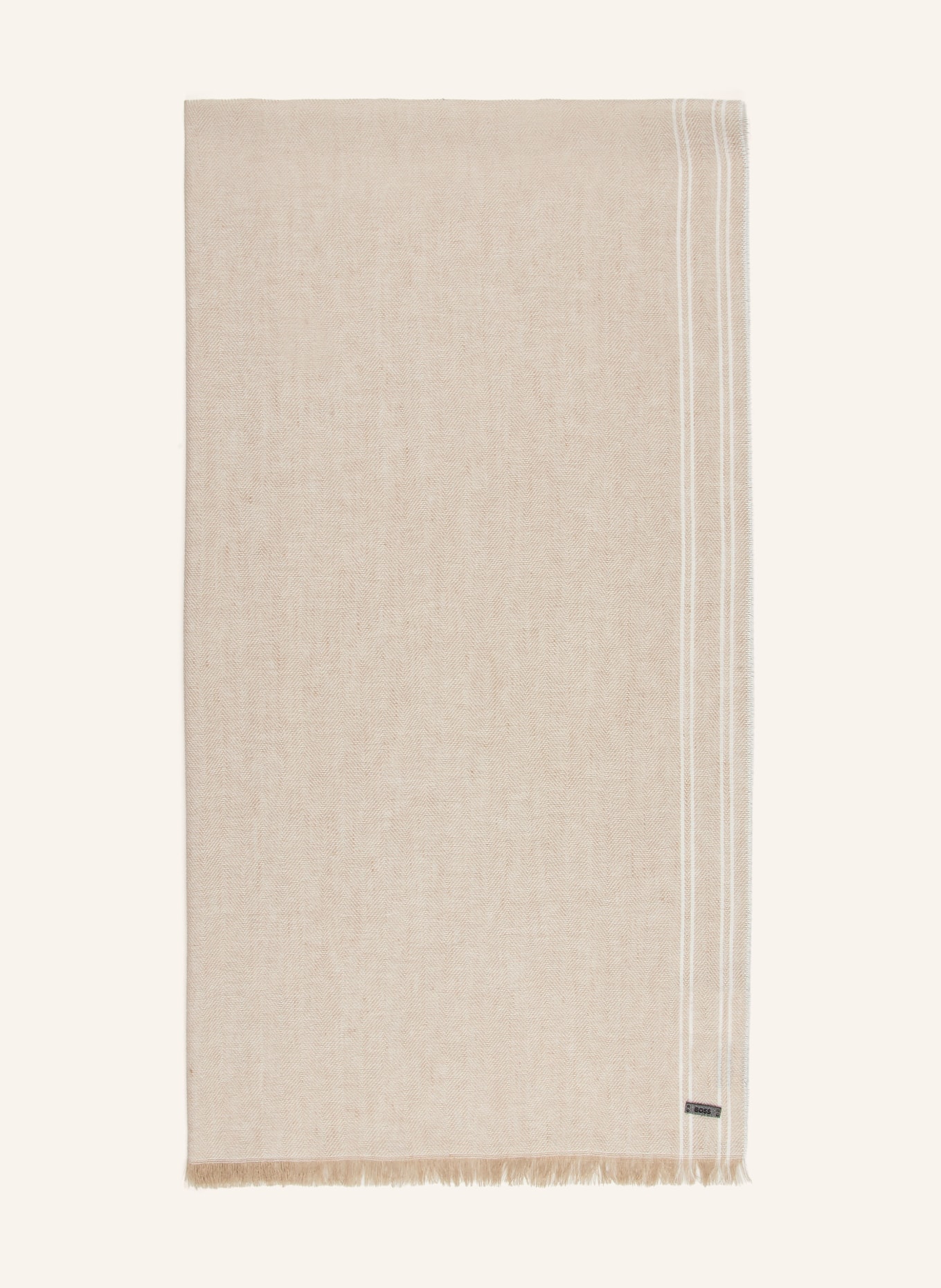 BOSS Schal OSCAAR mit Leinen: HELLBRAUN / CREME