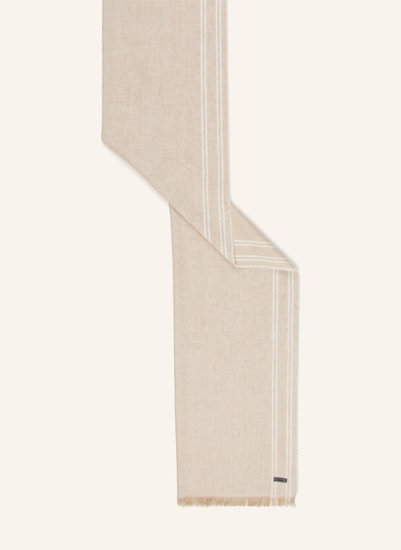 BOSS Schal OSCAAR mit Leinen: HELLBRAUN / CREME