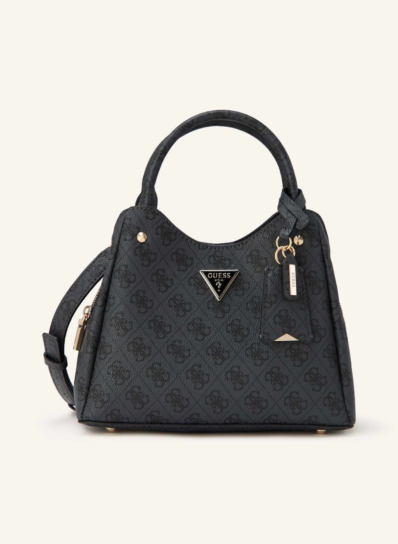 GUESS Handtasche MERIDIAN: DUNKELGRAU / SILBER