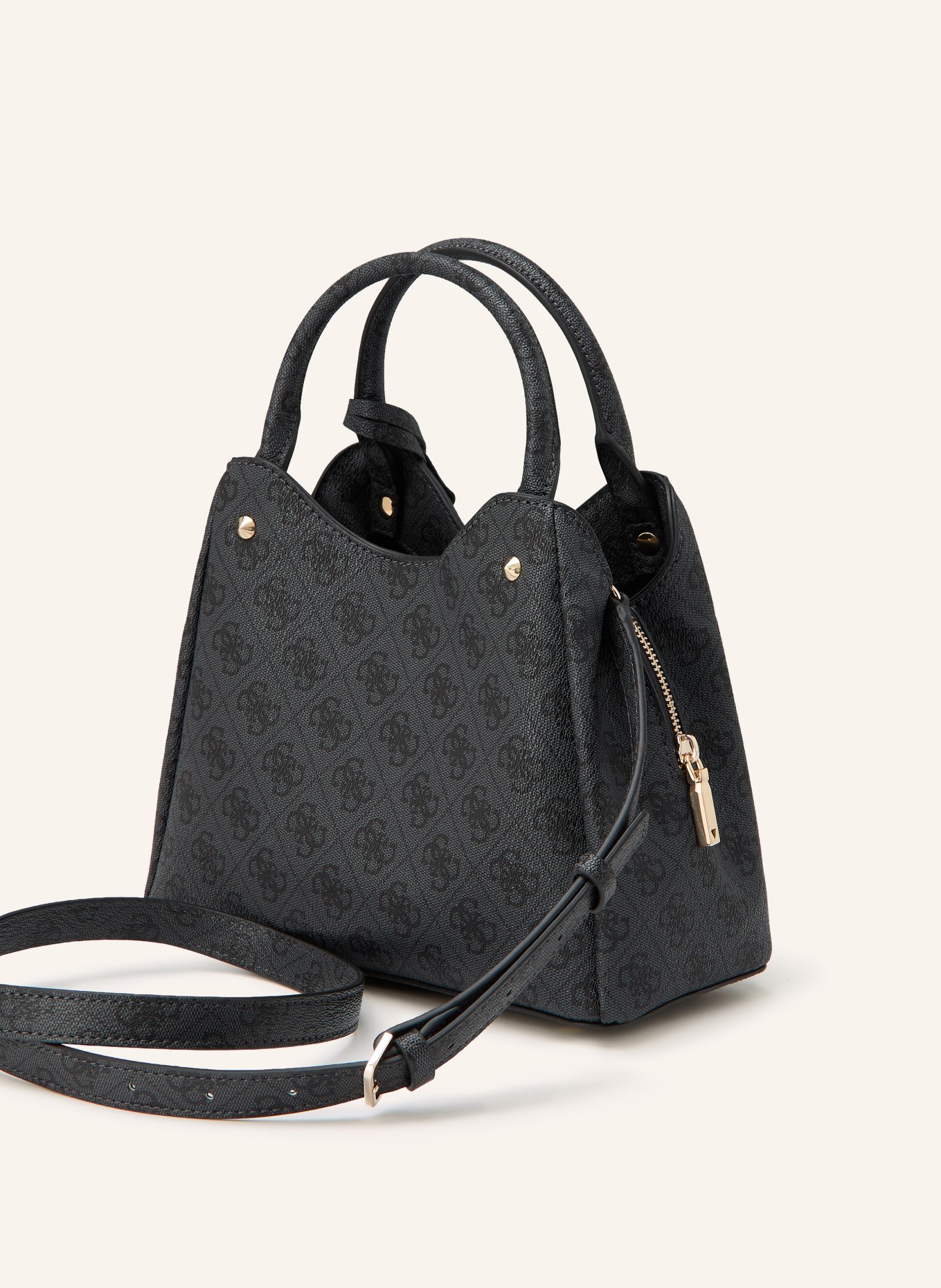 GUESS Handtasche MERIDIAN: DUNKELGRAU / SILBER