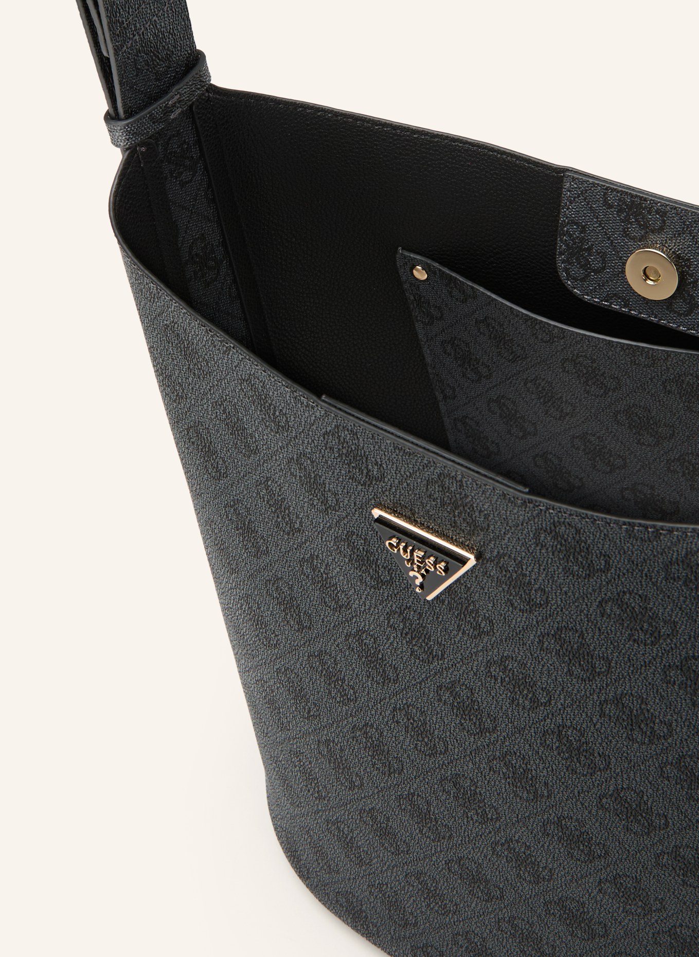 GUESS MERIDIAN drawstring bag: DARK GRAY / SILVER