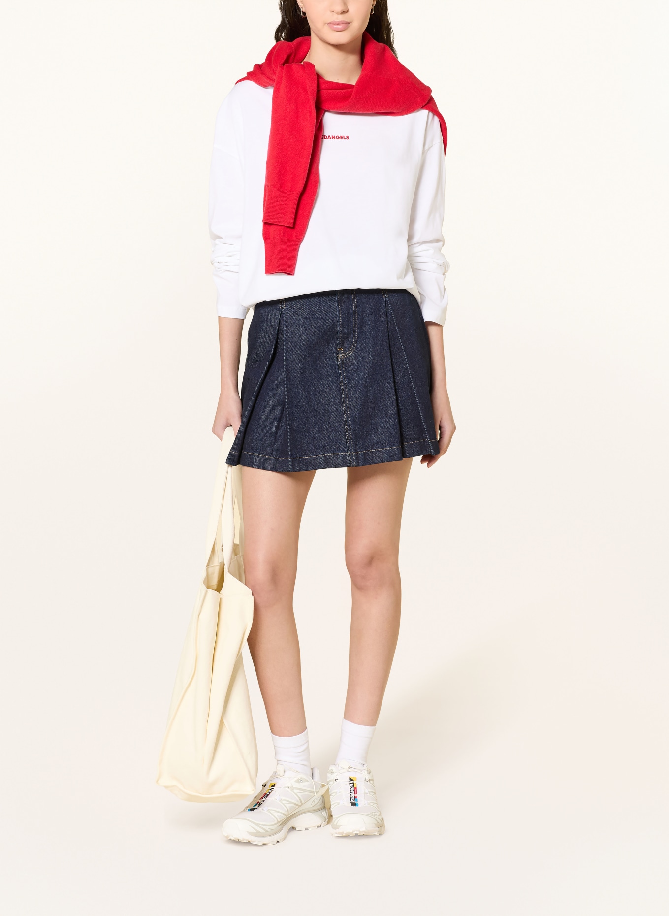 ARMEDANGELS Longsleeve FIETAA: WEISS / HELLROT / ROT