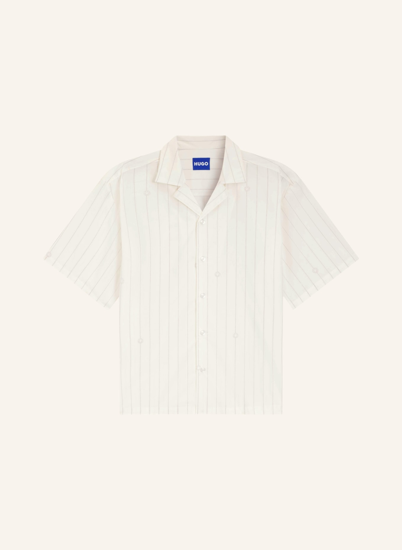 HUGO ELIGINO Comfort Fit resort shirt: ECRU / GRAY