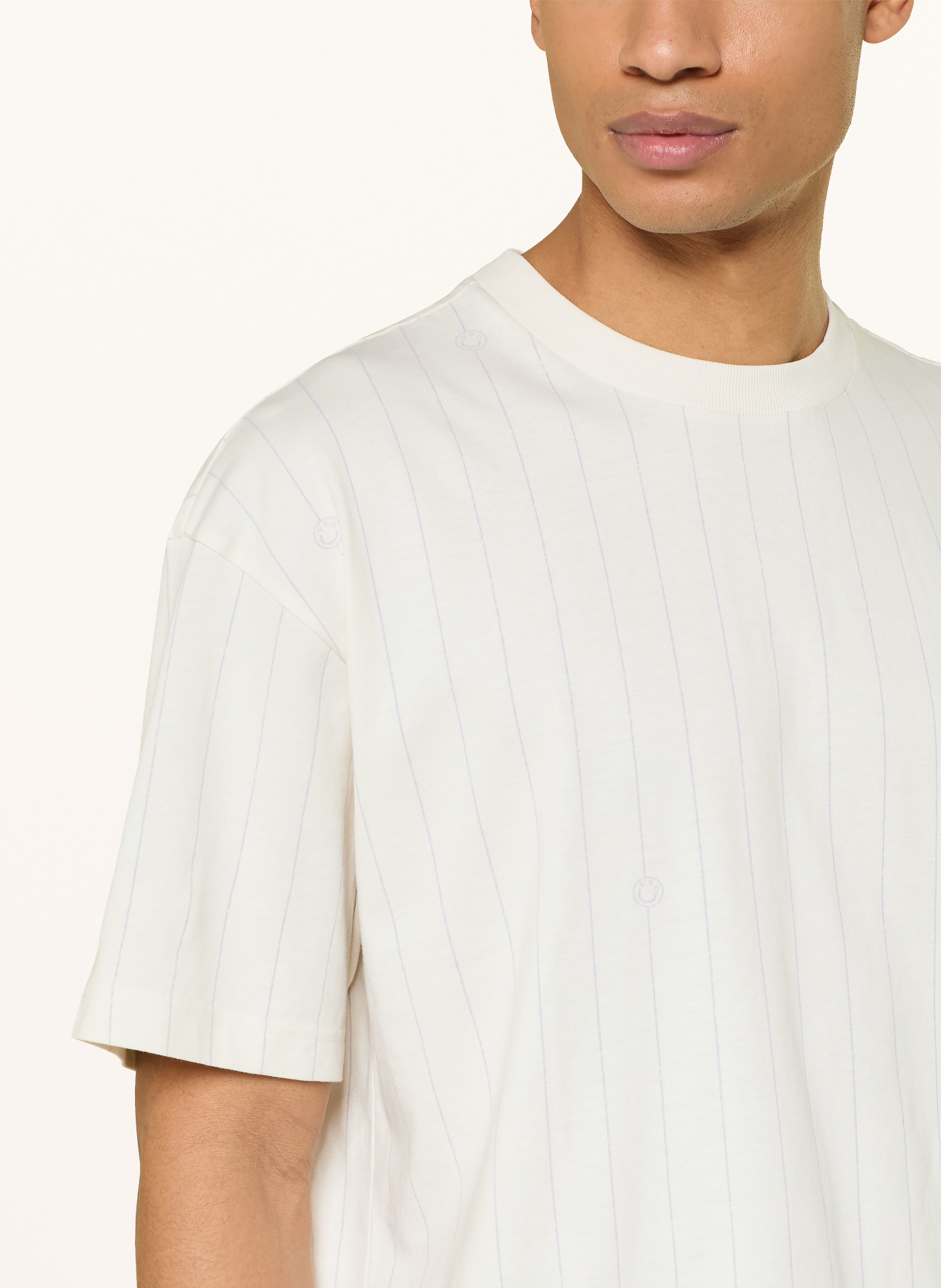 HUGO Koszulka NORAYATI: ECRU / SZARY