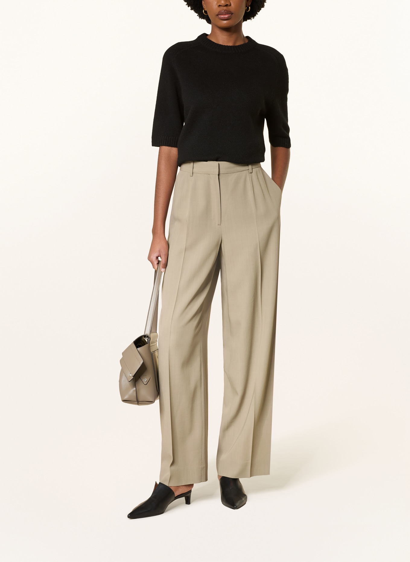 LOULOU DE SAISON DARA cashmere knit shirt: BLACK