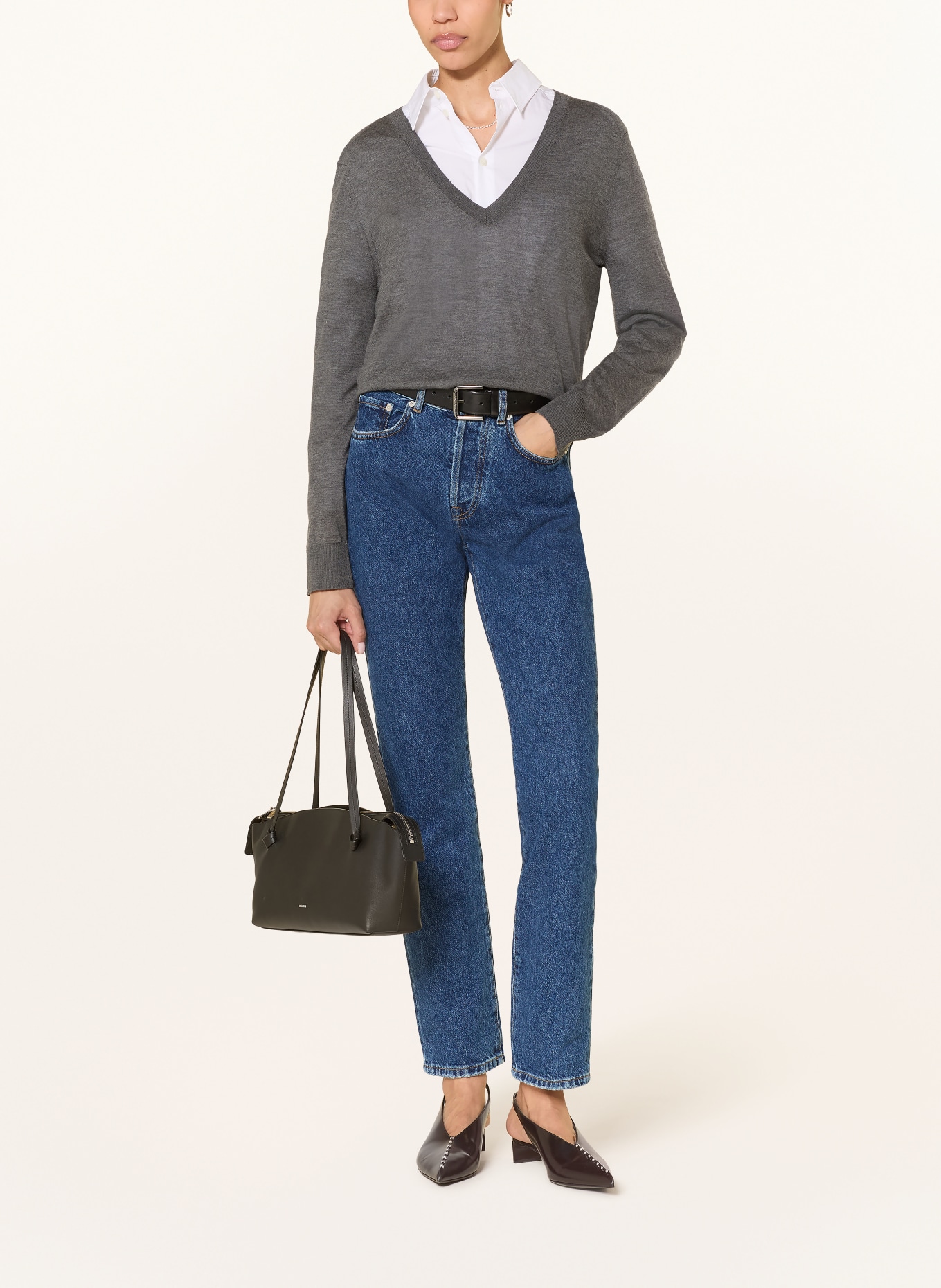 LOULOU DE SAISON Cashmere sweater JULIO: DARK GRAY