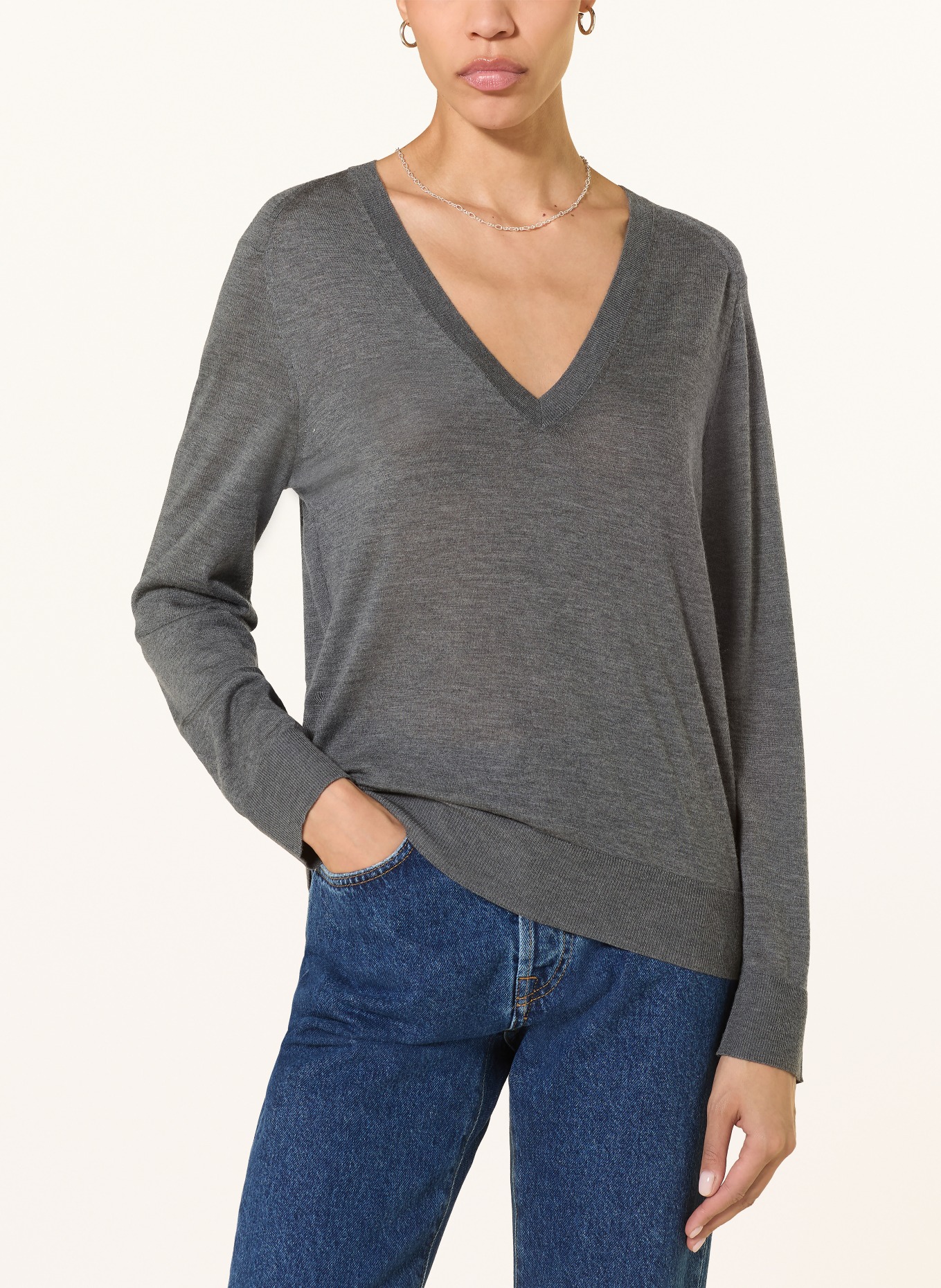 LOULOU DE SAISON Cashmere sweater JULIO: DARK GRAY