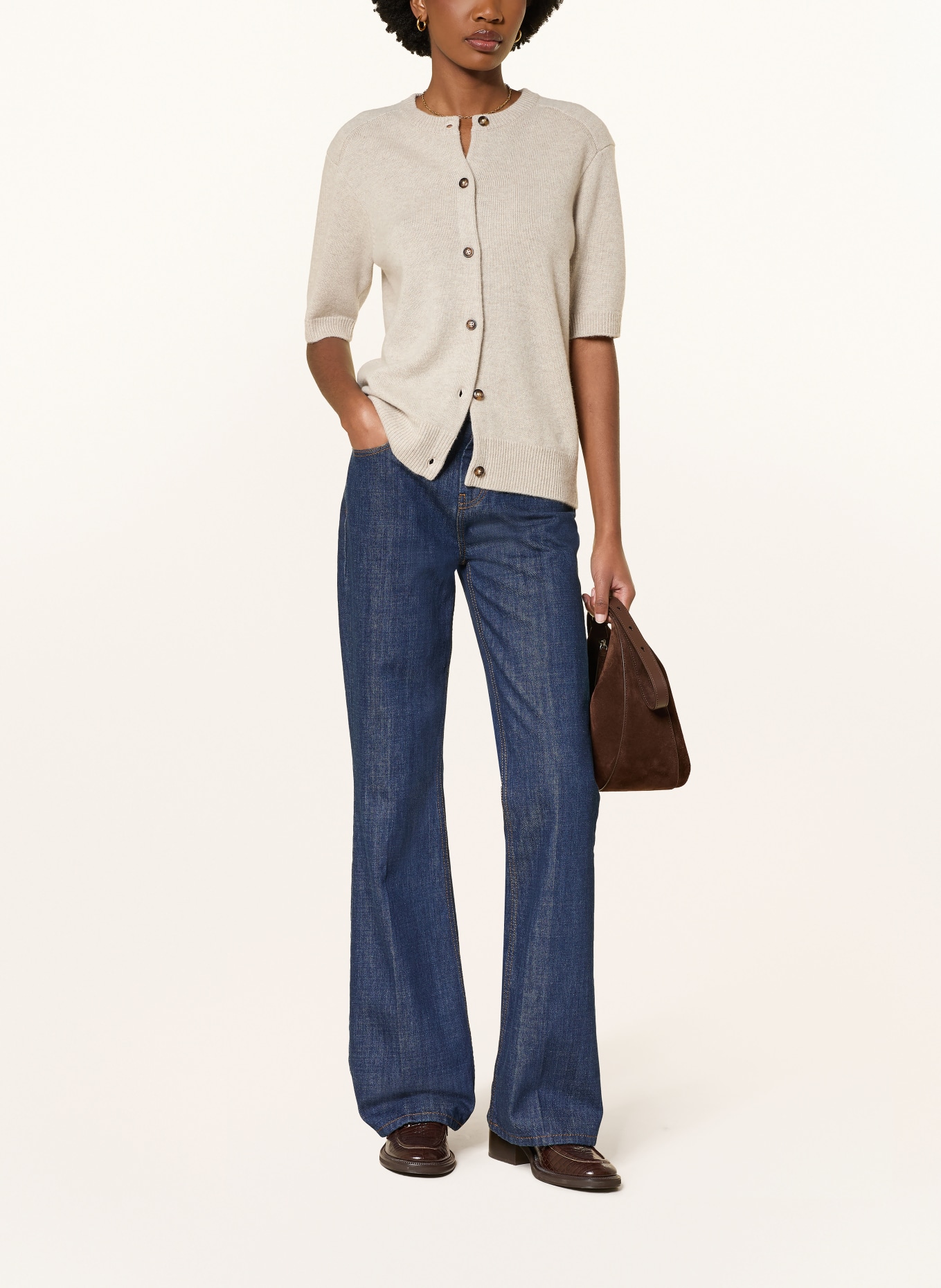 LOULOU DE SAISON Strickjacke JODI aus Cashmere: BEIGE