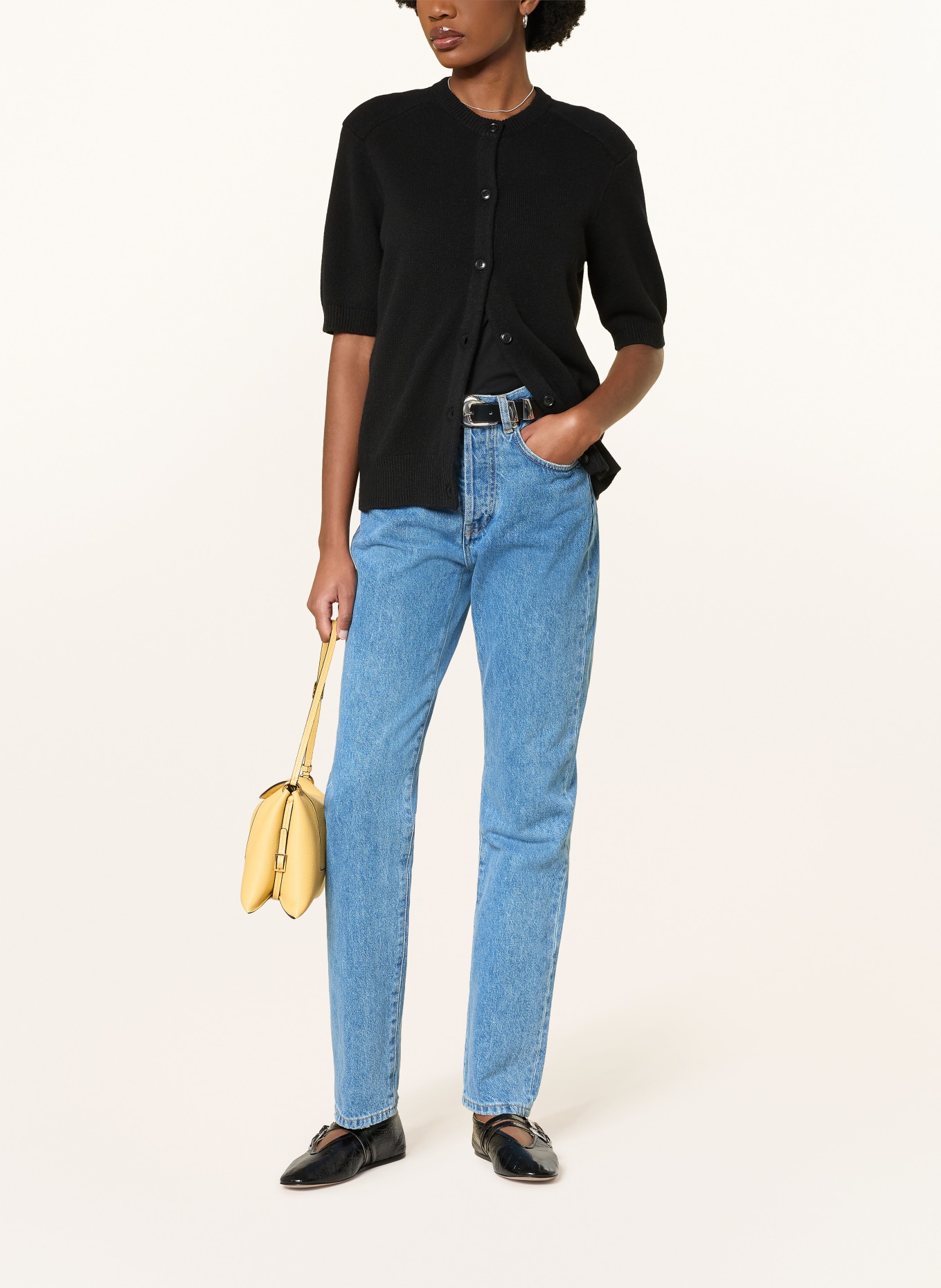 LOULOU DE SAISON Strickjacke JODI aus Cashmere: SCHWARZ