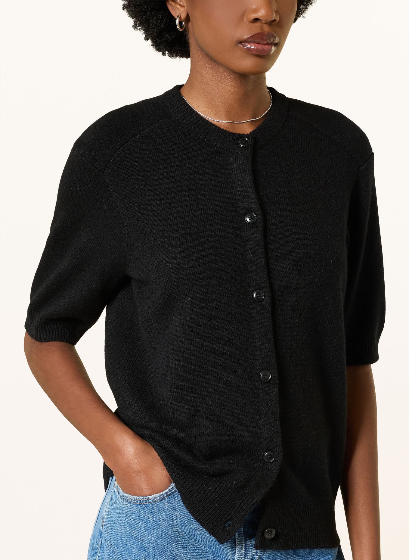 LOULOU DE SAISON Strickjacke JODI aus Cashmere: SCHWARZ