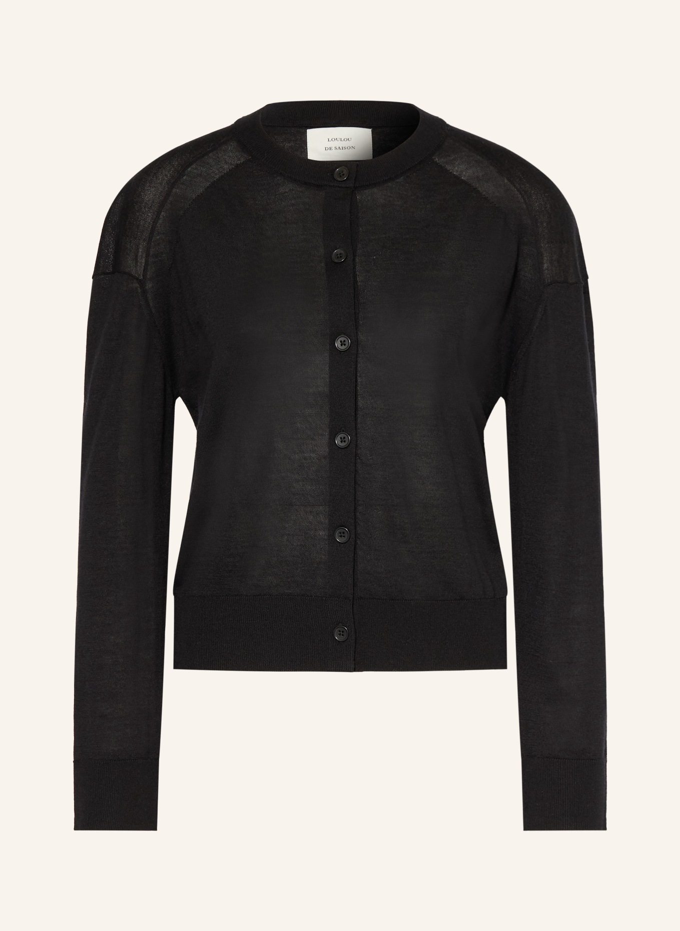 LOULOU DE SAISON Strickjacke KITA aus Cashmere: SCHWARZ