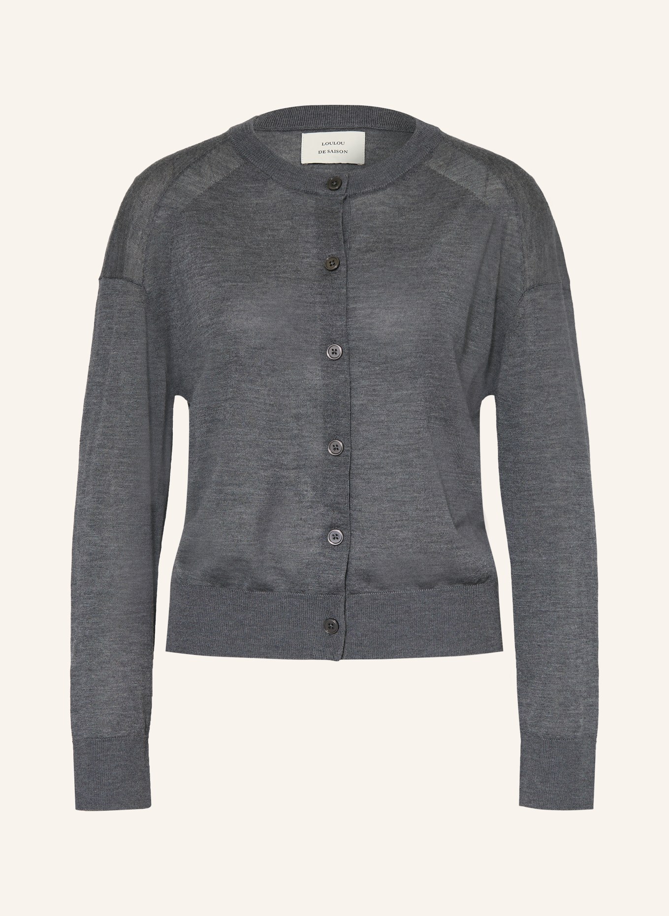 LOULOU DE SAISON Strickjacke KITA aus Cashmere: GRAU