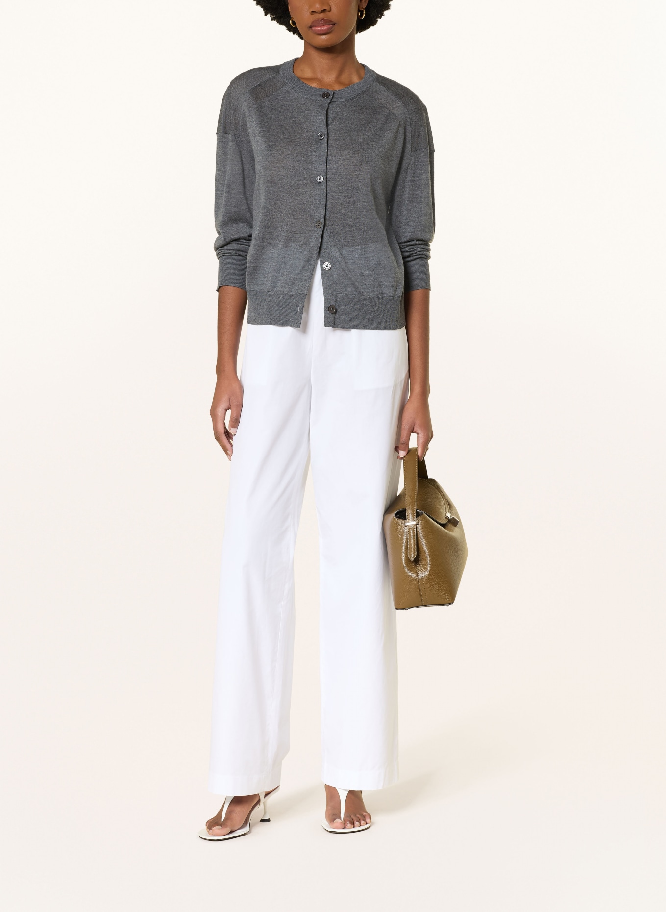 LOULOU DE SAISON Strickjacke KITA aus Cashmere: GRAU