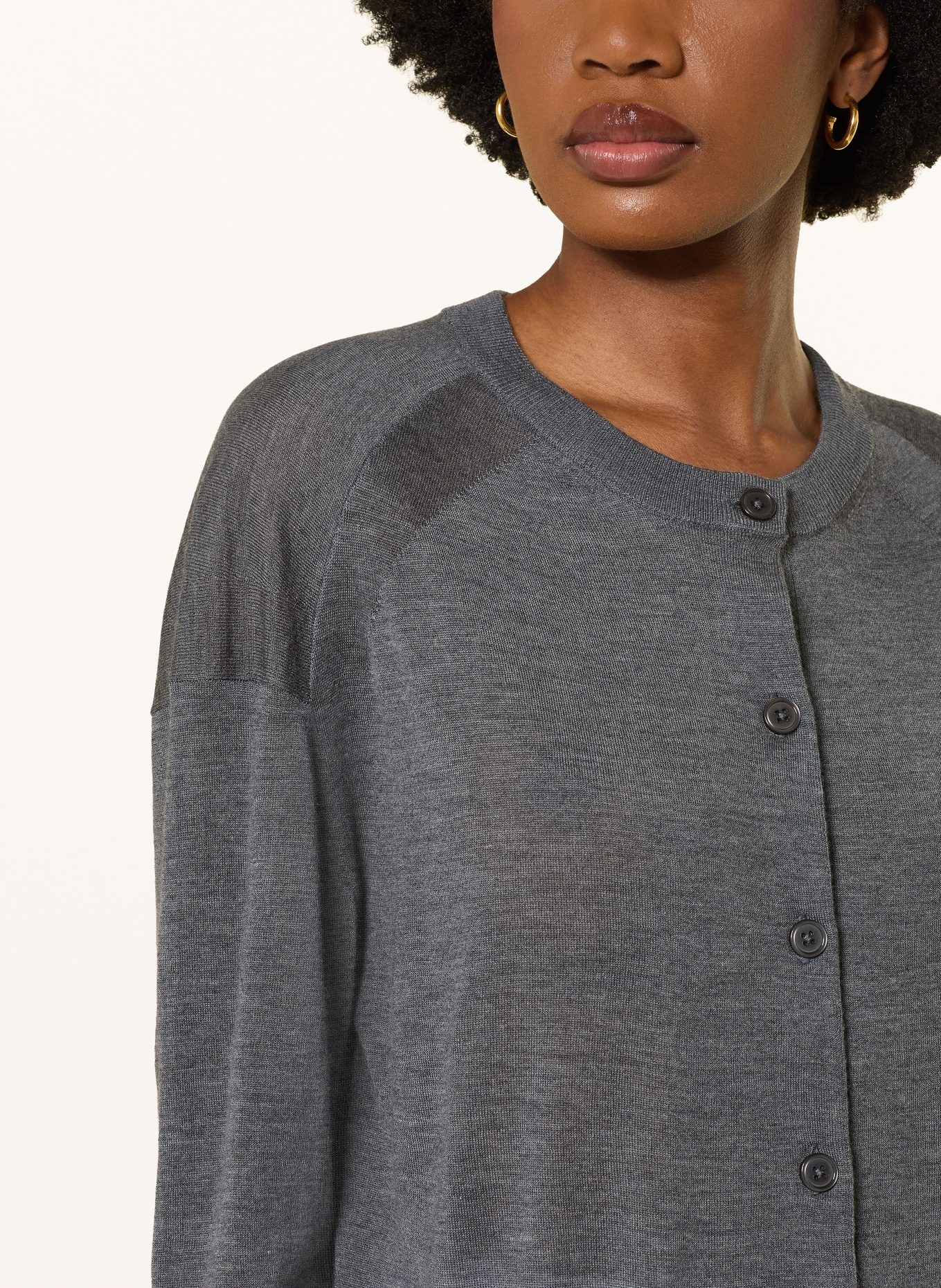 LOULOU DE SAISON Strickjacke KITA aus Cashmere: GRAU