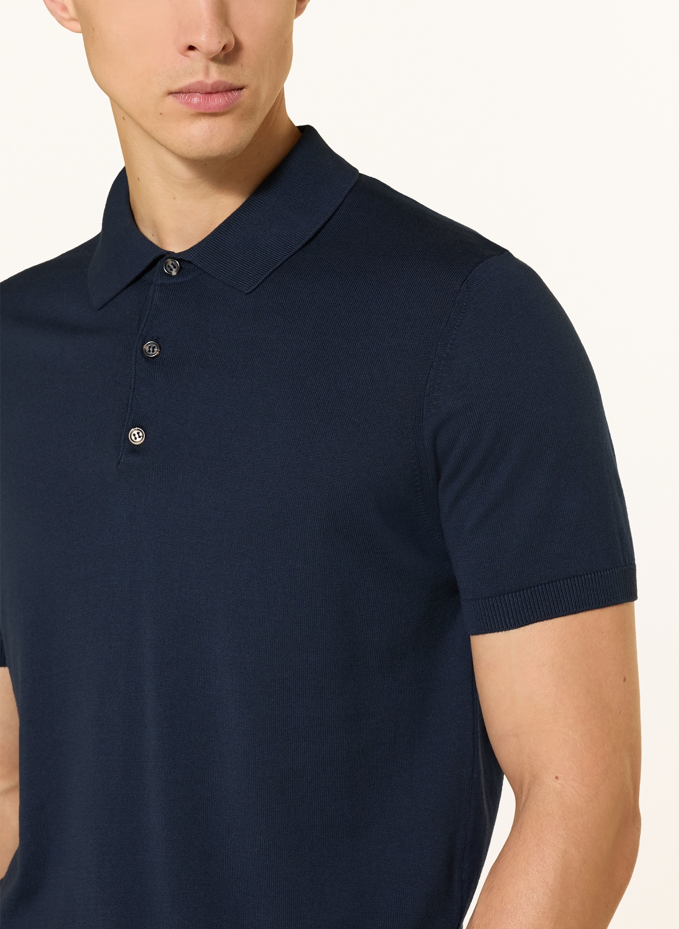 DRESSLER Strick-Poloshirt: DUNKELBLAU