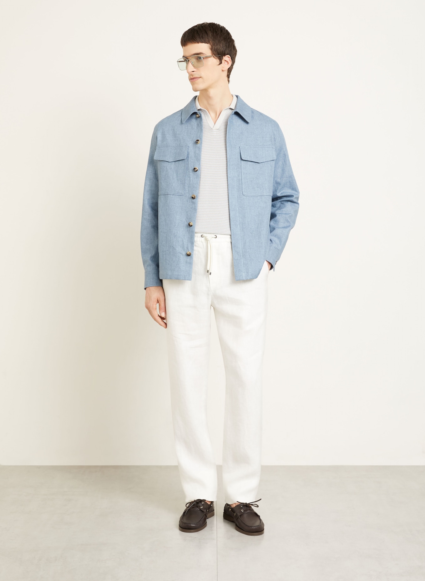 AGNONA Regular fit linen chino: WHITE