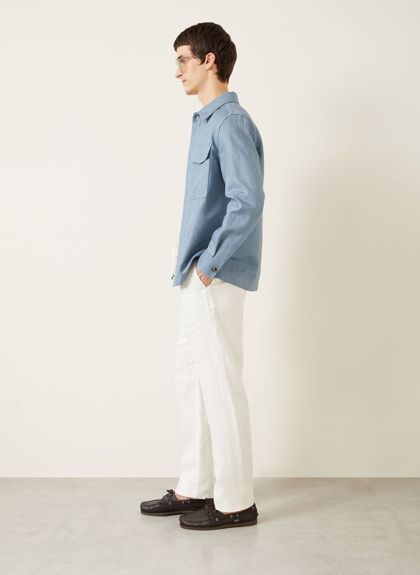 AGNONA Regular fit linen chino: WHITE