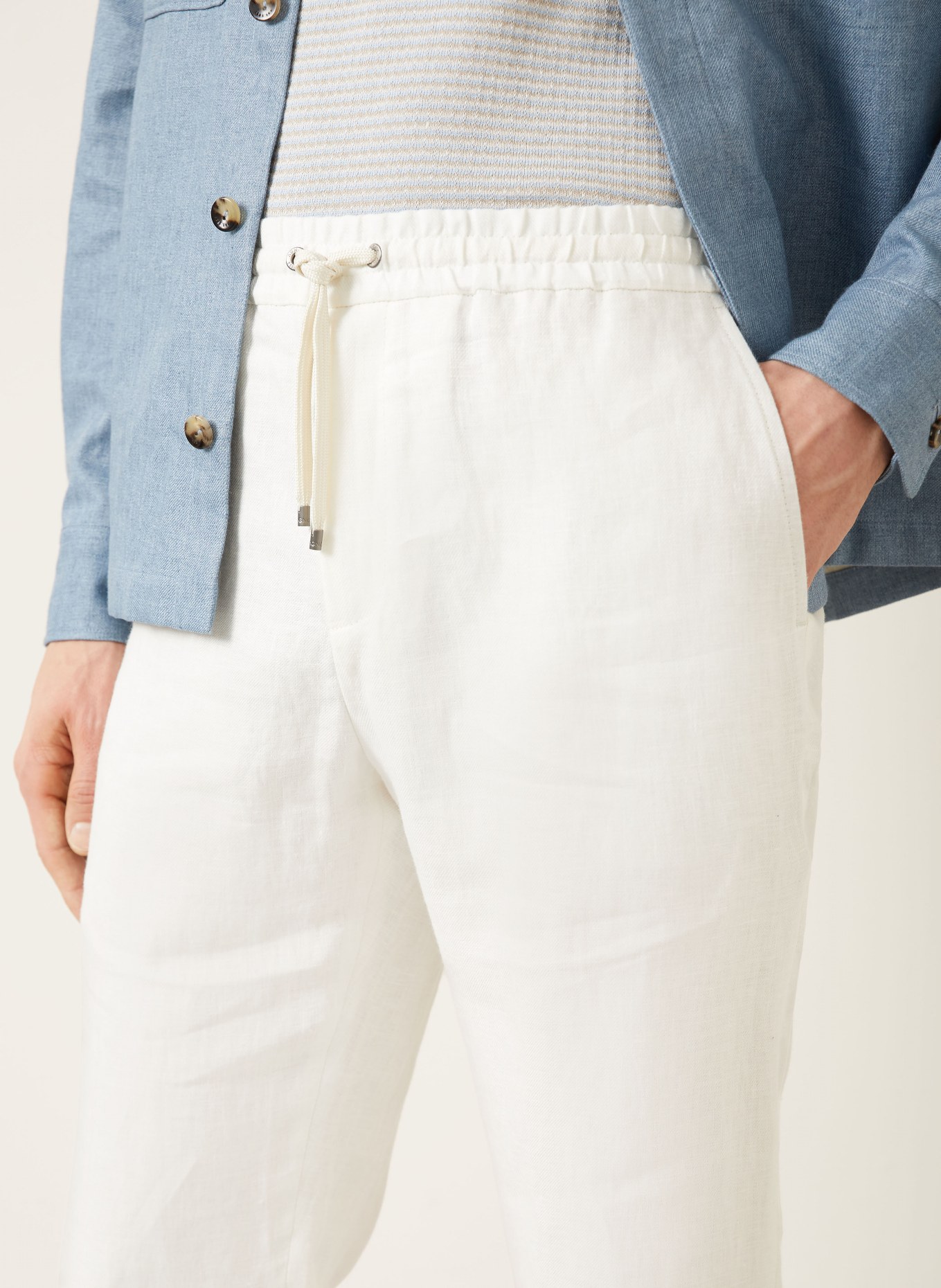 AGNONA Regular fit linen chino: WHITE