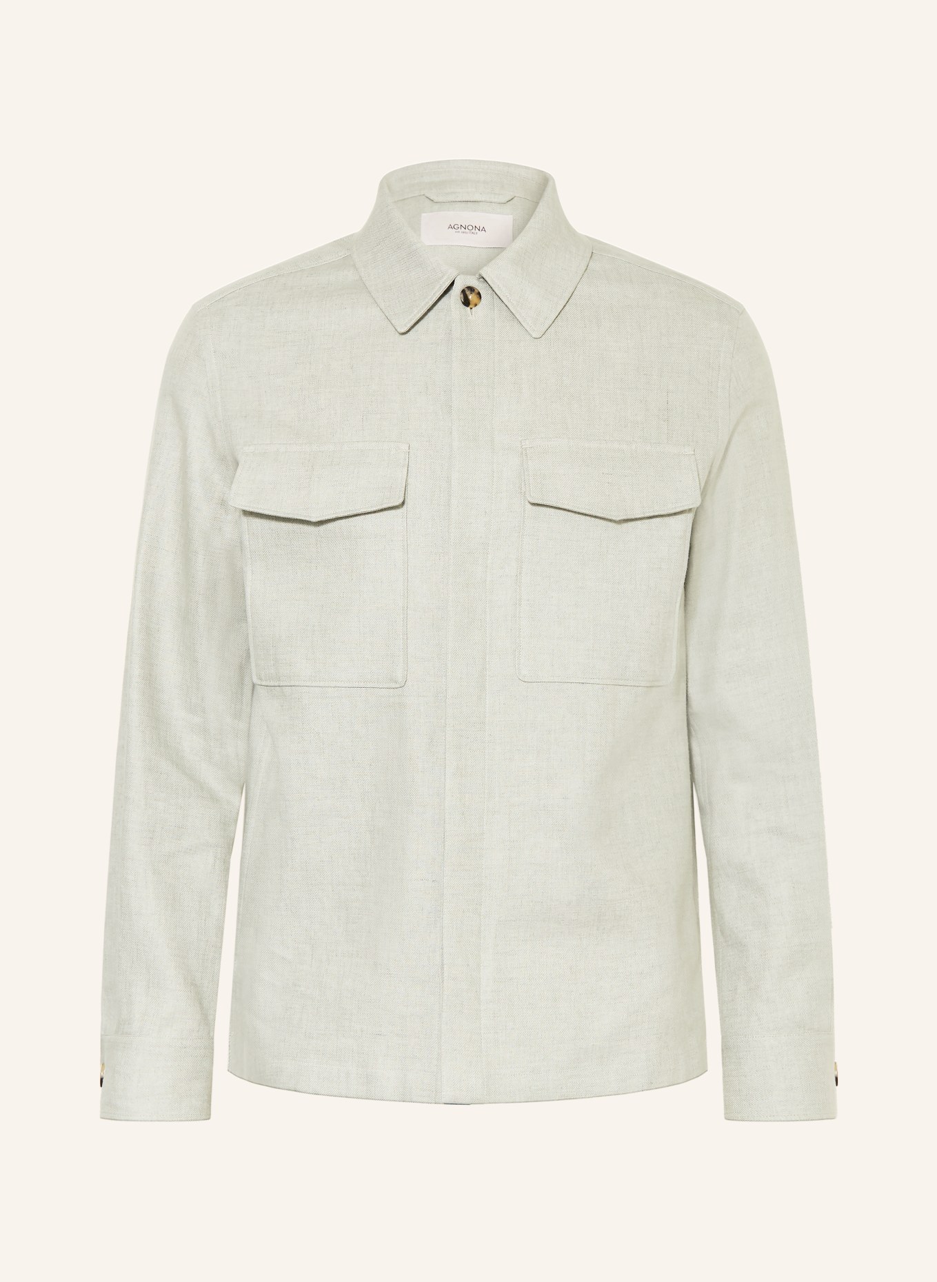AGNONA Overjacket aus Leinen in Jeansoptik: HELLGRÜN