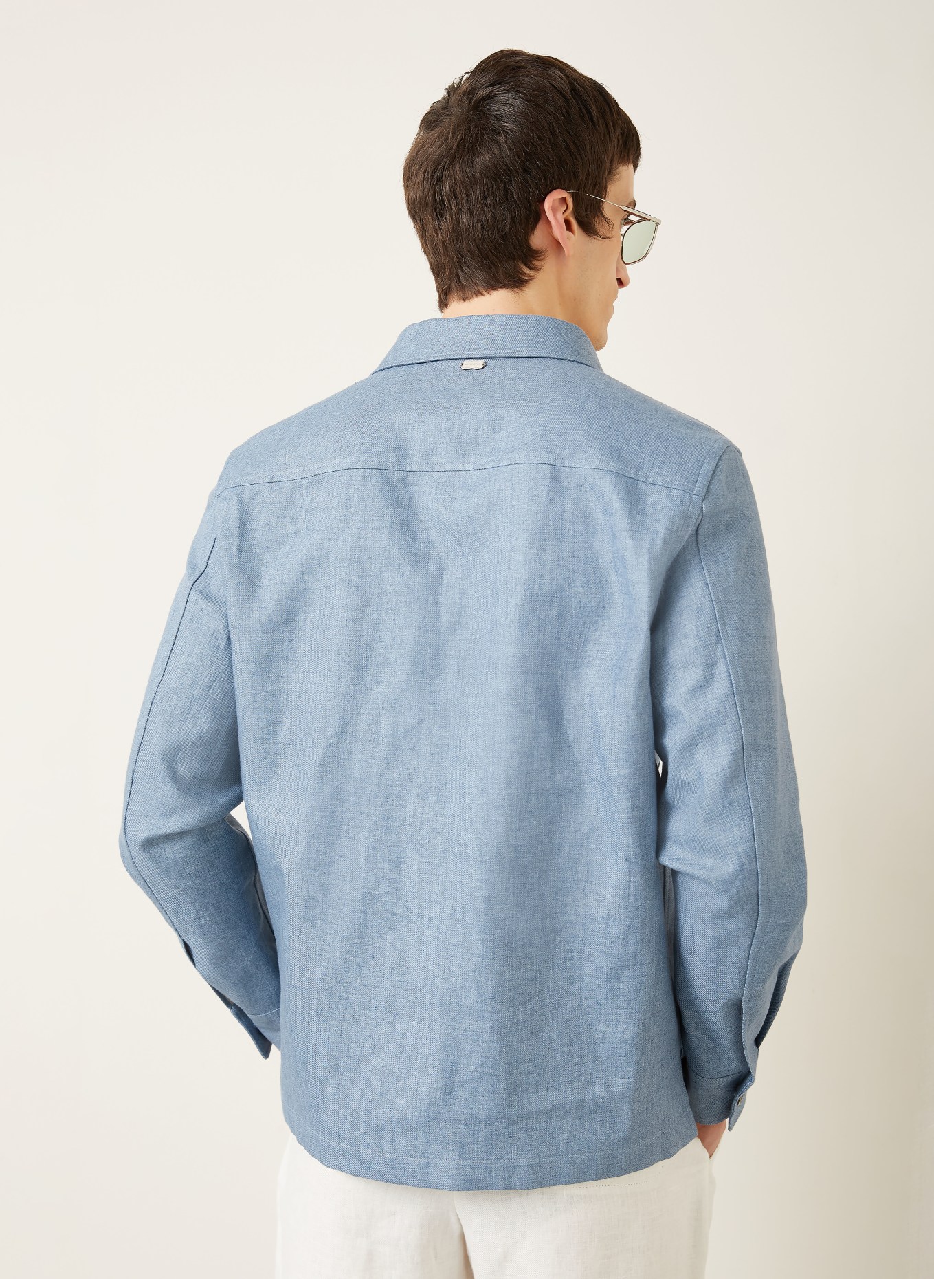 AGNONA Linen overjacket in denim look: LIGHT BLUE