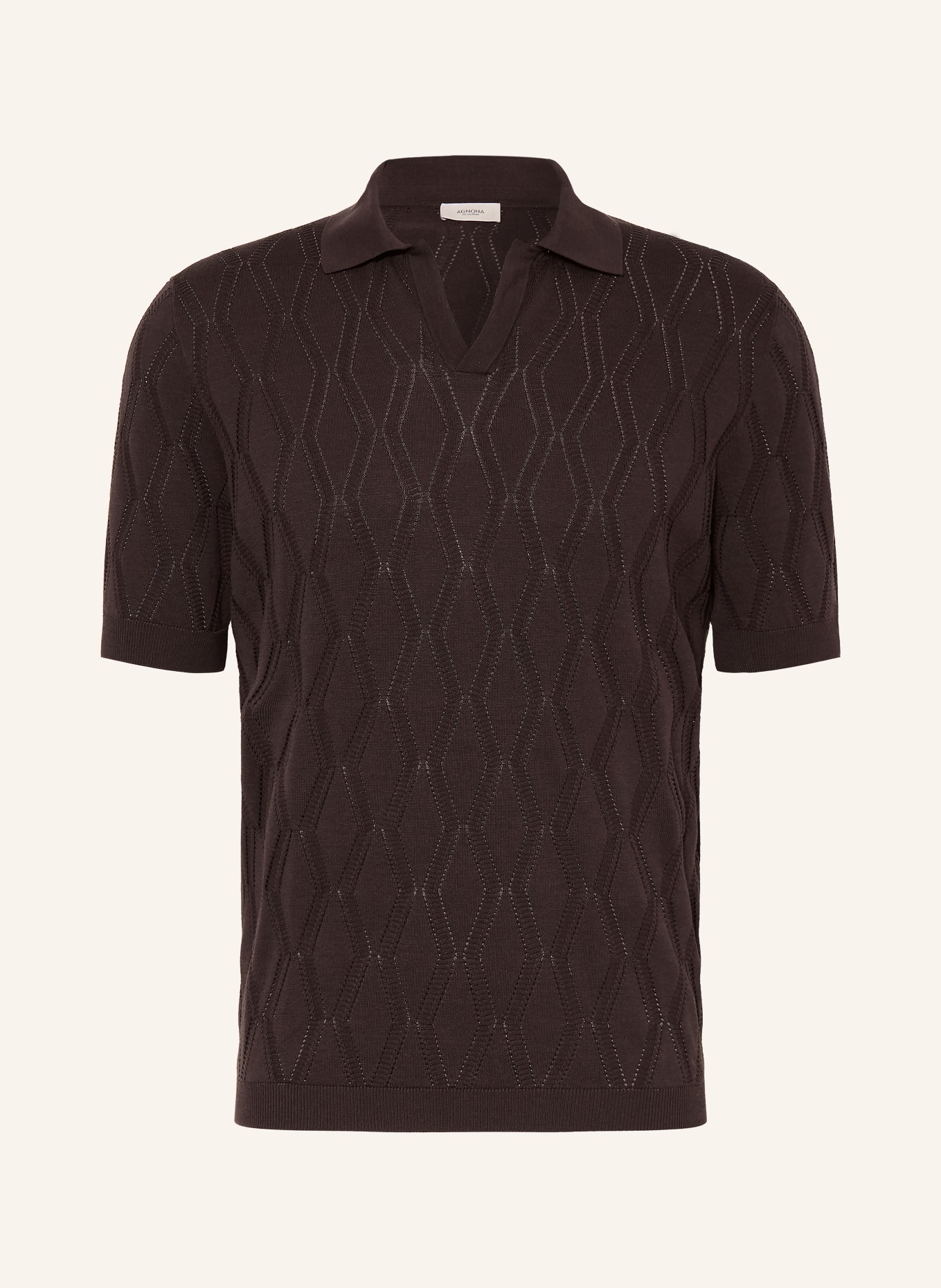 AGNONA Knitted polo shirt with silk: DARK BROWN