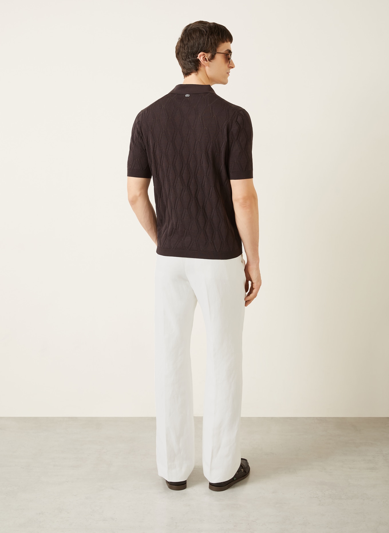 AGNONA Knitted polo shirt with silk: DARK BROWN