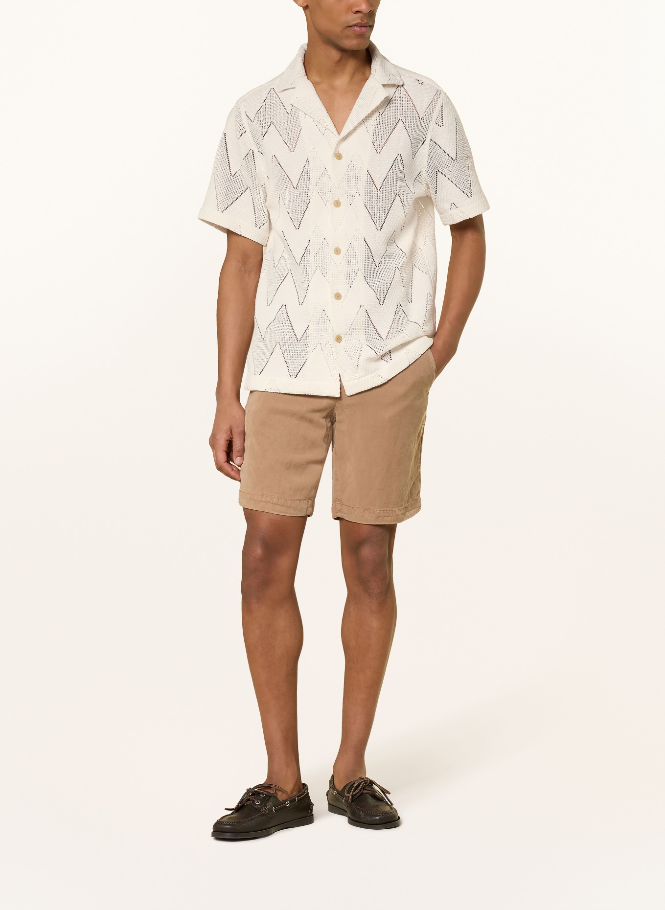 STRELLSON Strick-Resorthemd CLINT Regular Fit: CREME