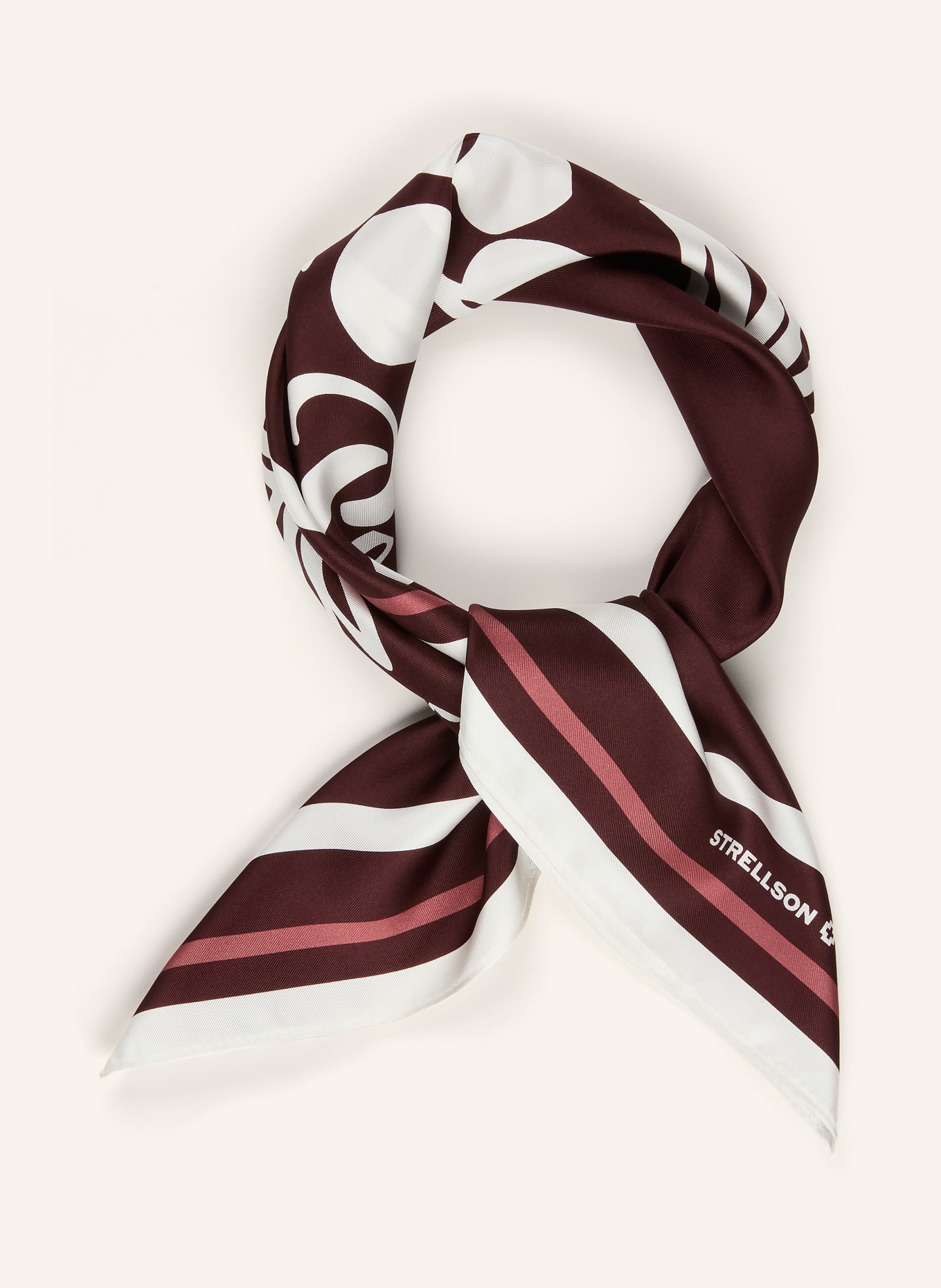 STRELLSON Seidentuch: DUNKELBRAUN / HELLROT / WEISS