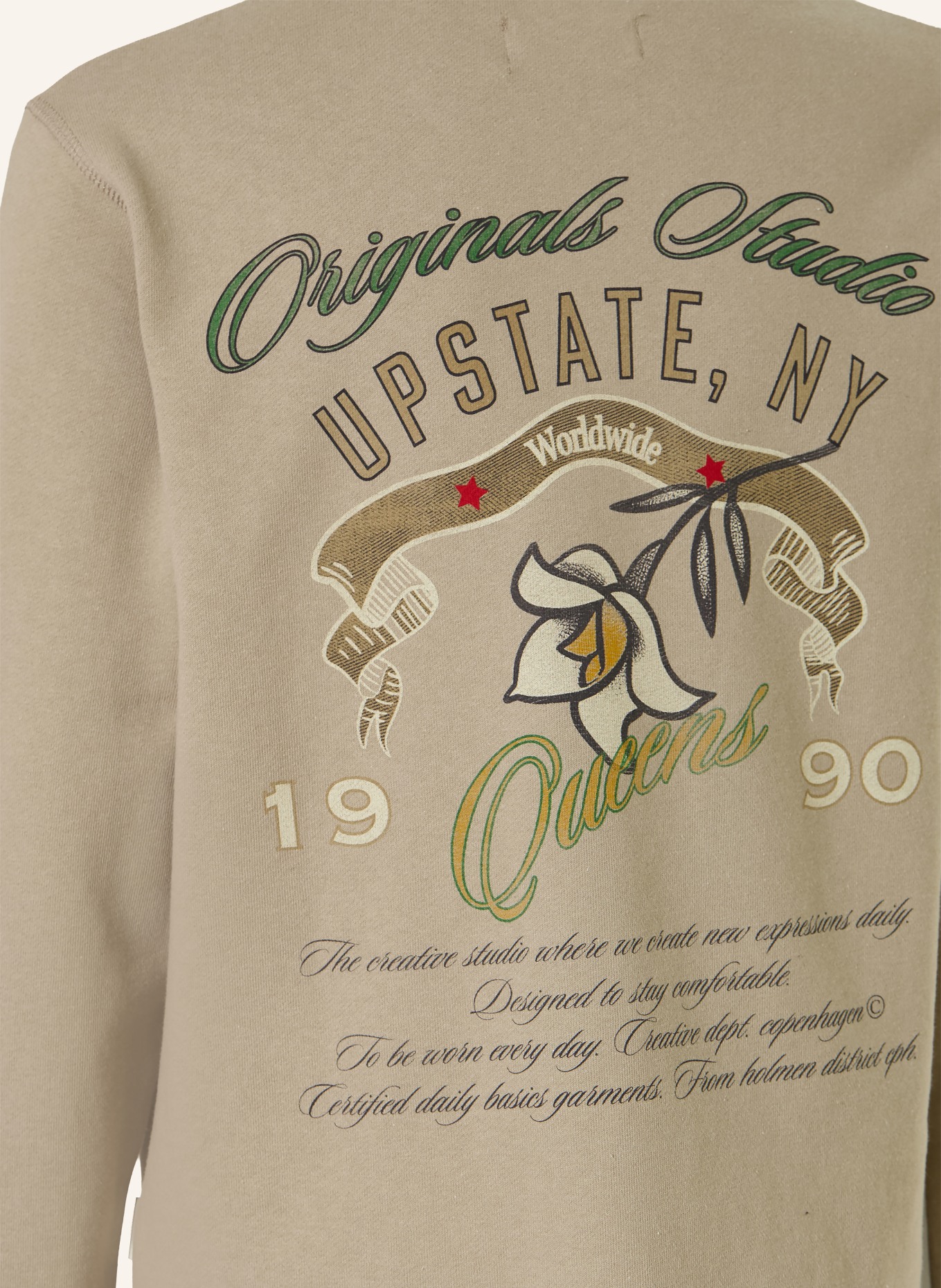 JACK&JONES Sweatshirt: BEIGE / GRÜN / SCHWARZ