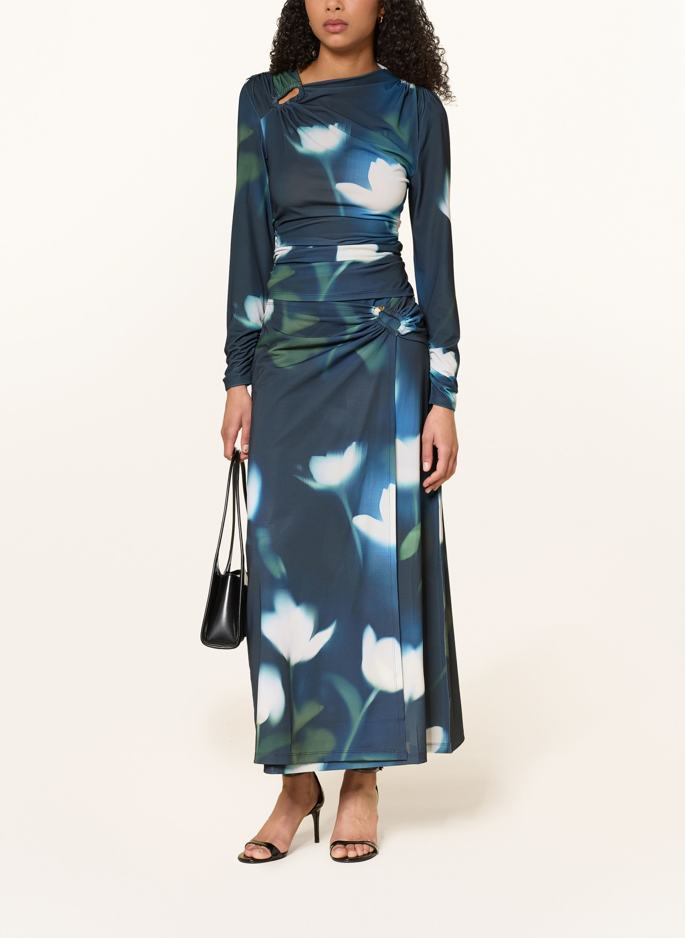 TED BAKER TURALA blouse shirt with cut-out: TEAL / LIGHT GREEN / WHITE