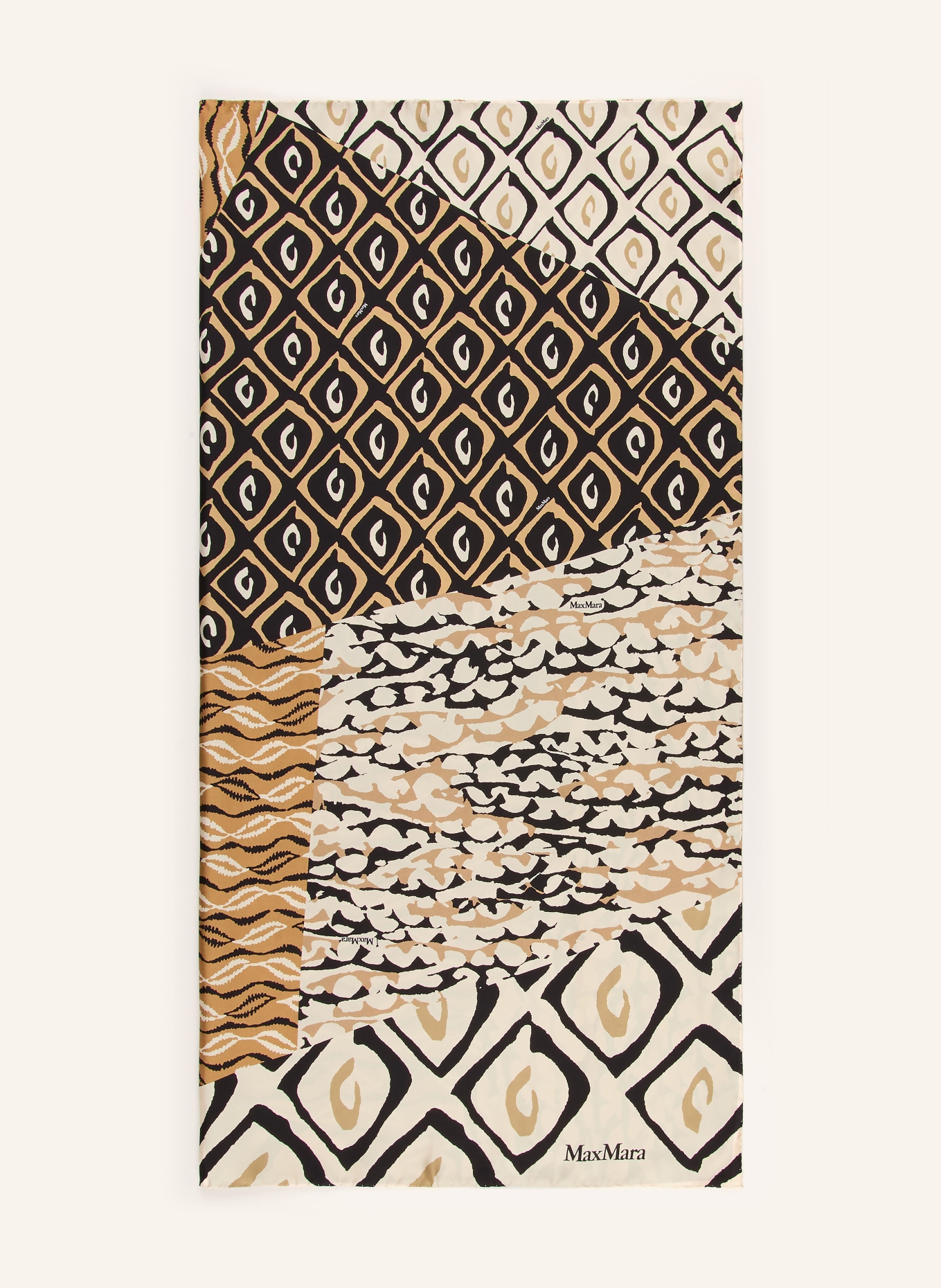 Max Mara Seidentuch CARRE90W1: BEIGE / BRAUN / SCHWARZ