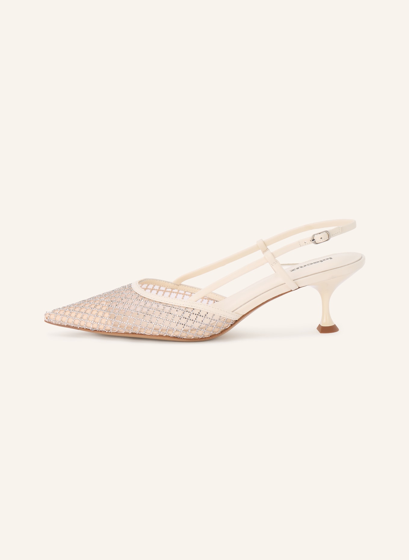 Lola Cruz Slingpumps RUBY 55 mit Schmucksteinen: ECRU / SILBER