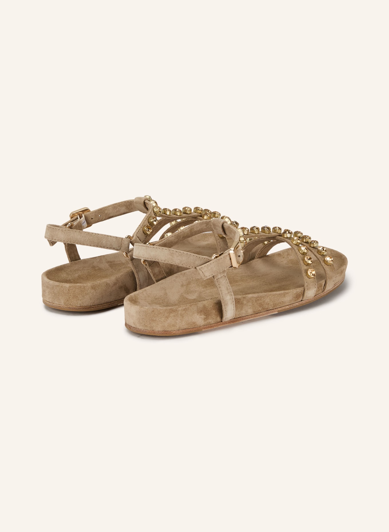 KENNEL & SCHMENGER LOVE sandals with gemstones: BEIGE / GOLD